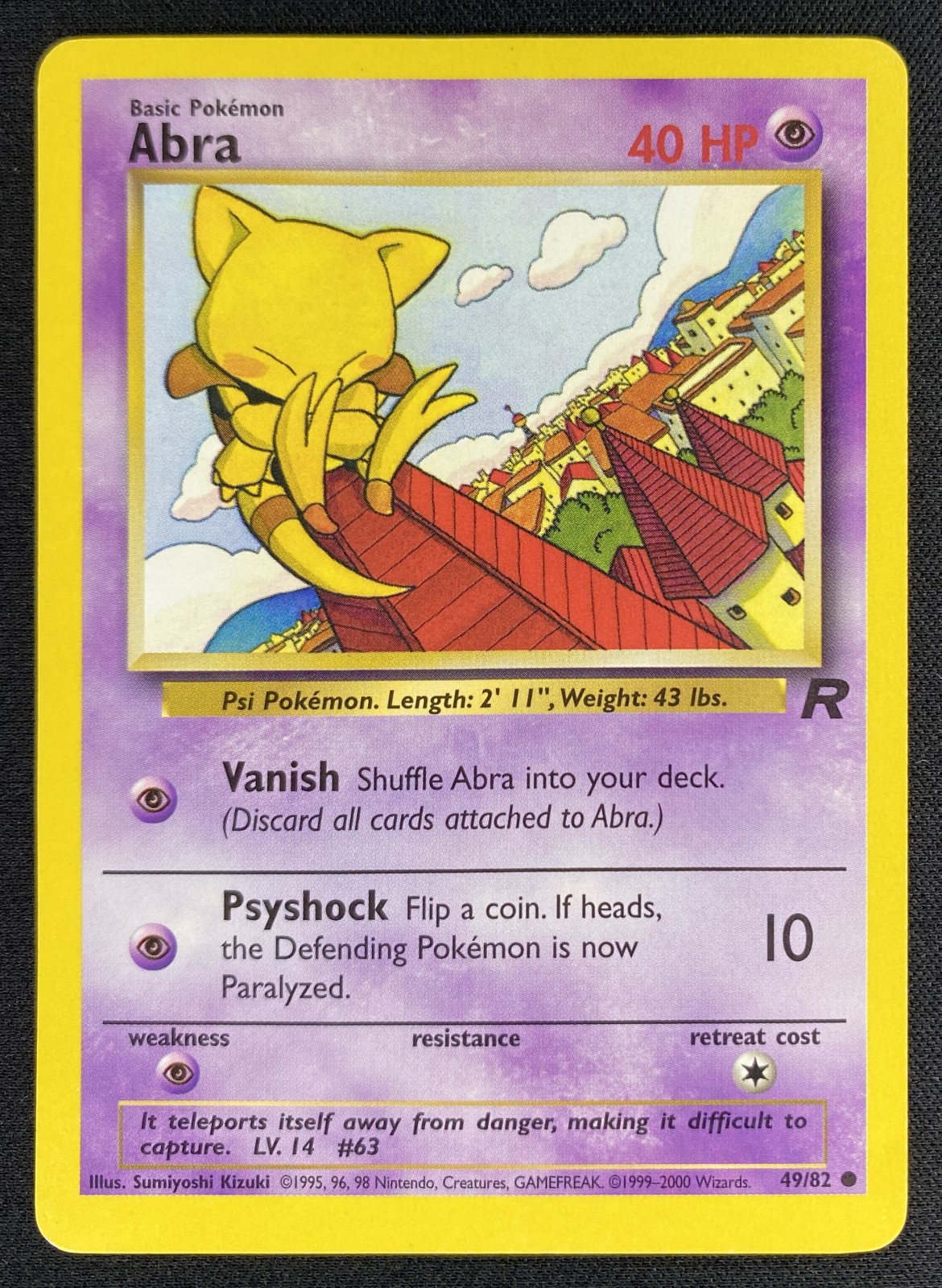 2000 Pokemon Team Rocket Abra #49/82 Common front