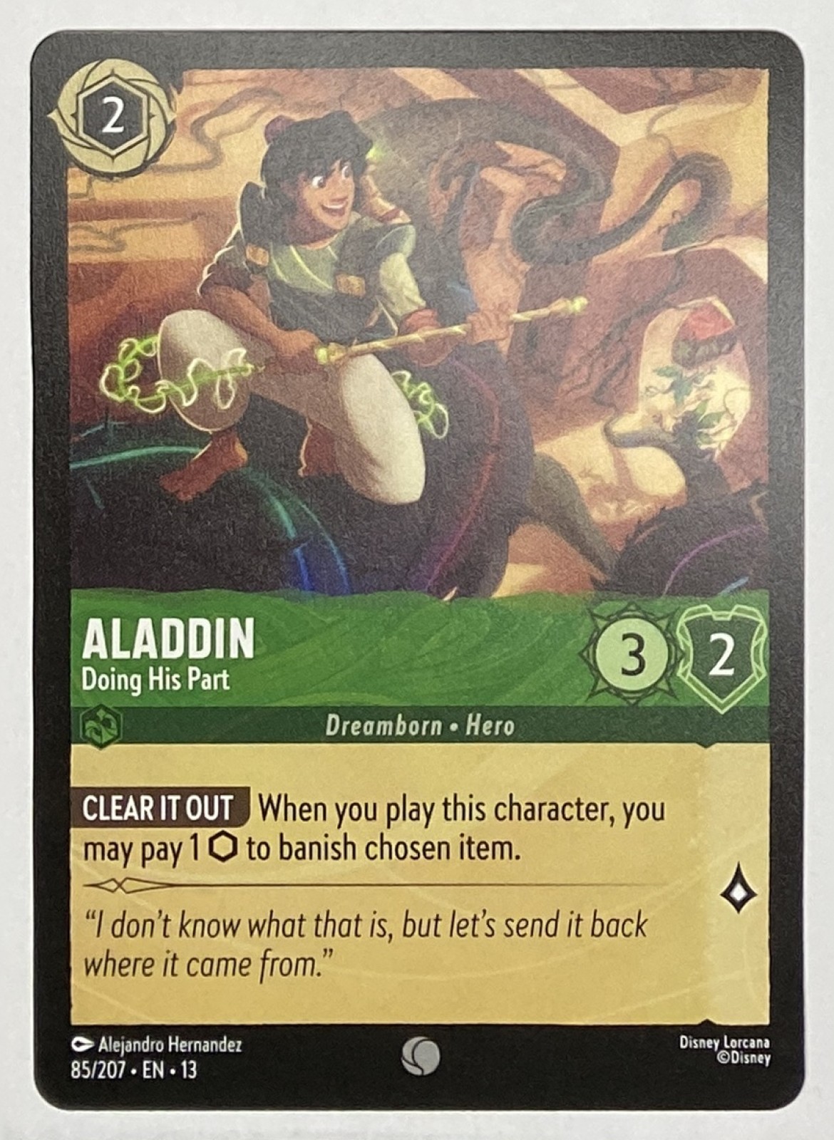 2026 Disney Lorcana Attack of the Vine! Aladdin - Doing His Part #85/207 Common front
