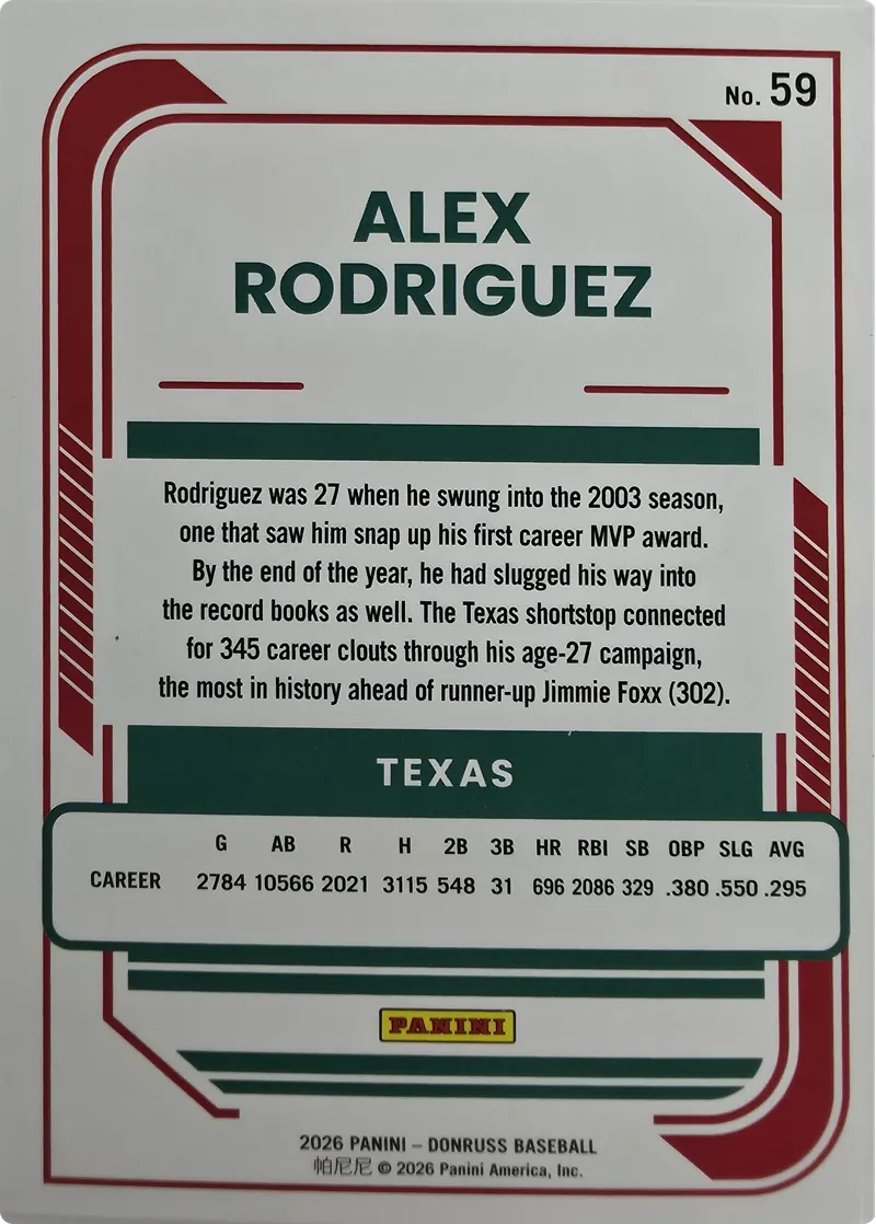 Alex Rodriguez #59, back