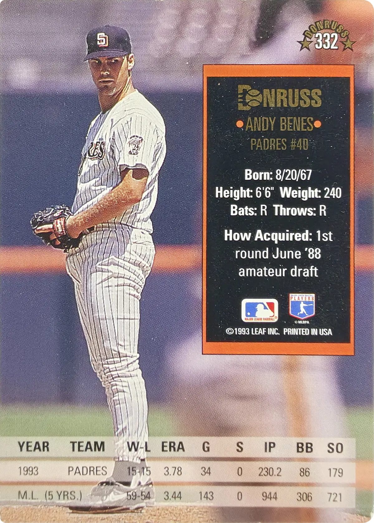 Andy Benes #332, back