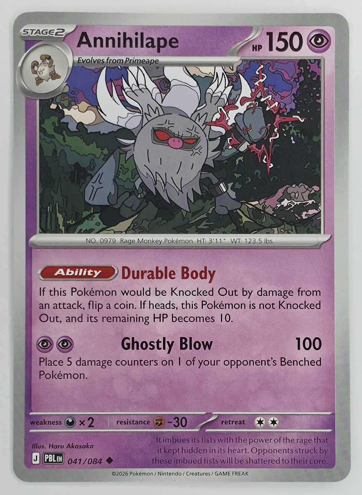 2026 Pokemon Pitch Black Annihilape #041/084 Uncommon front