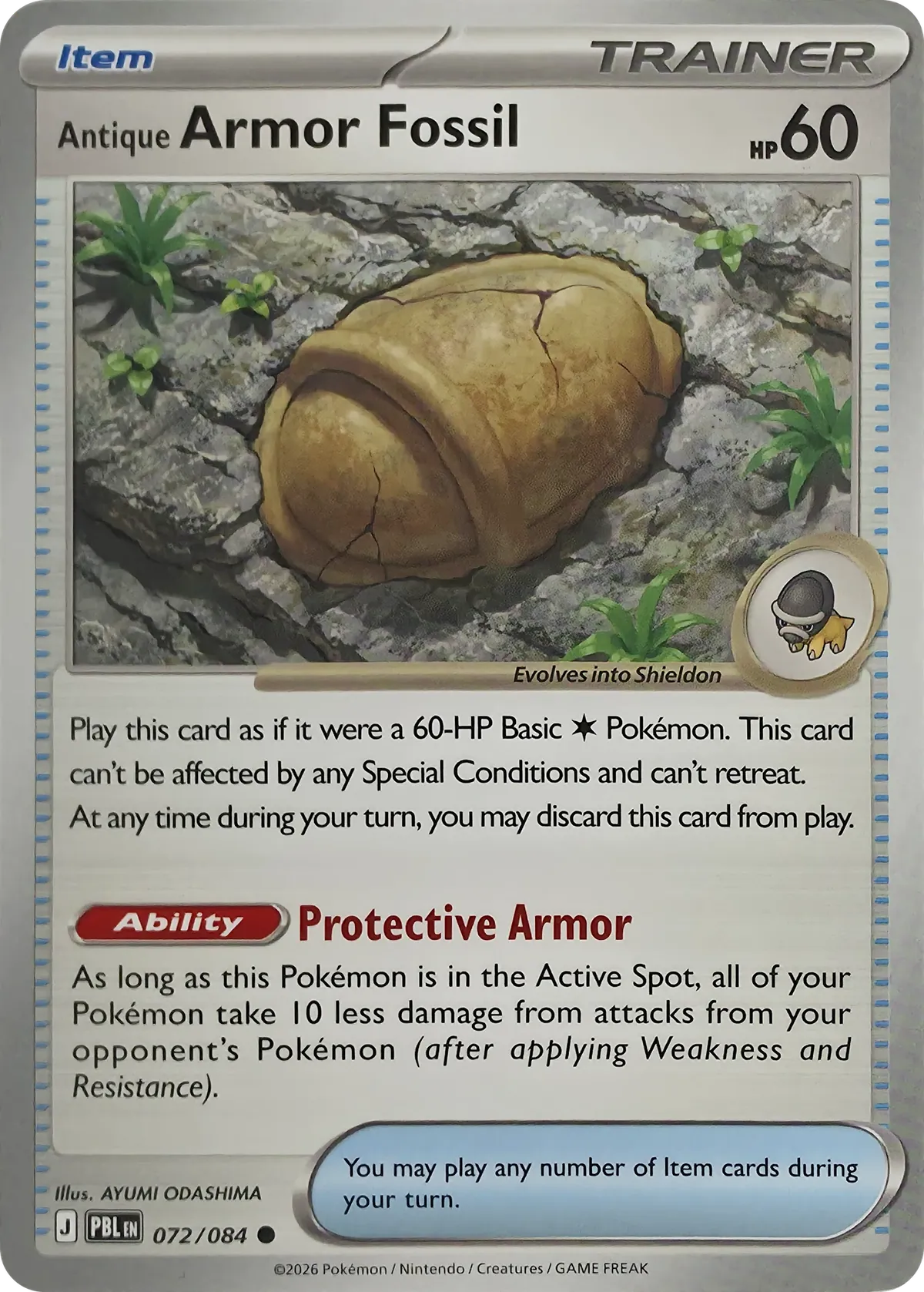 Antique Armor Fossil #072/084, front
