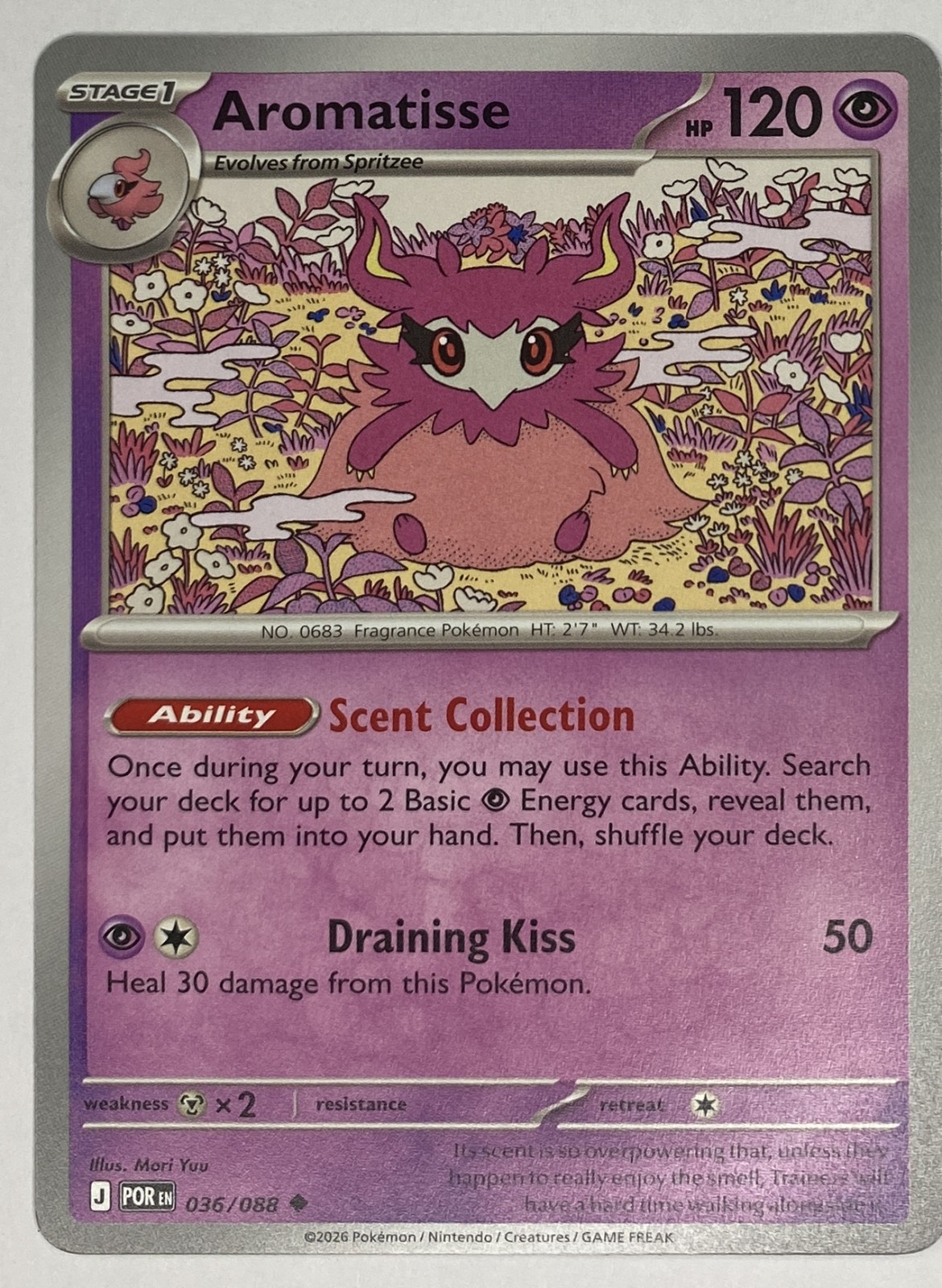 2026 Pokemon Perfect Order Aromatisse #036/088 Uncommon front