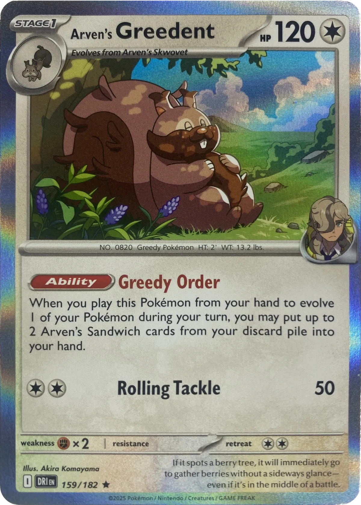 Arven's Greedent #159/182, front