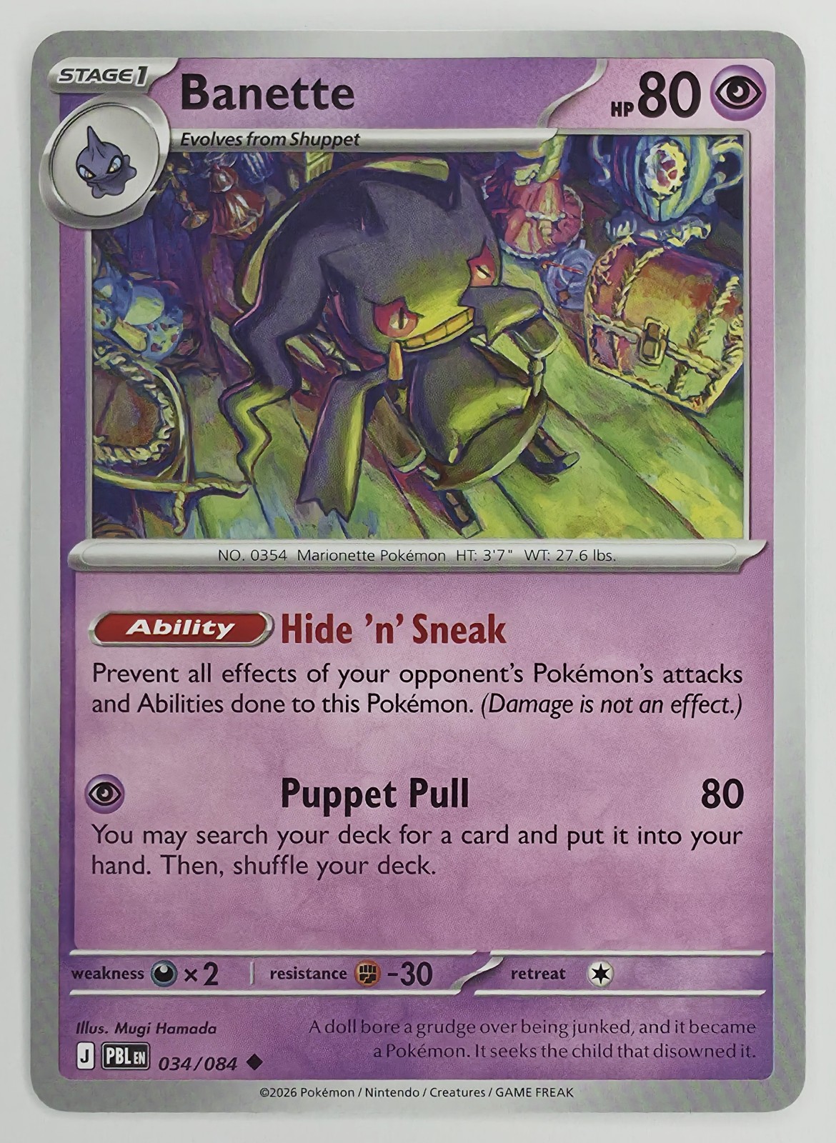 2026 Pokemon Pitch Black Banette #034/084 Uncommon front