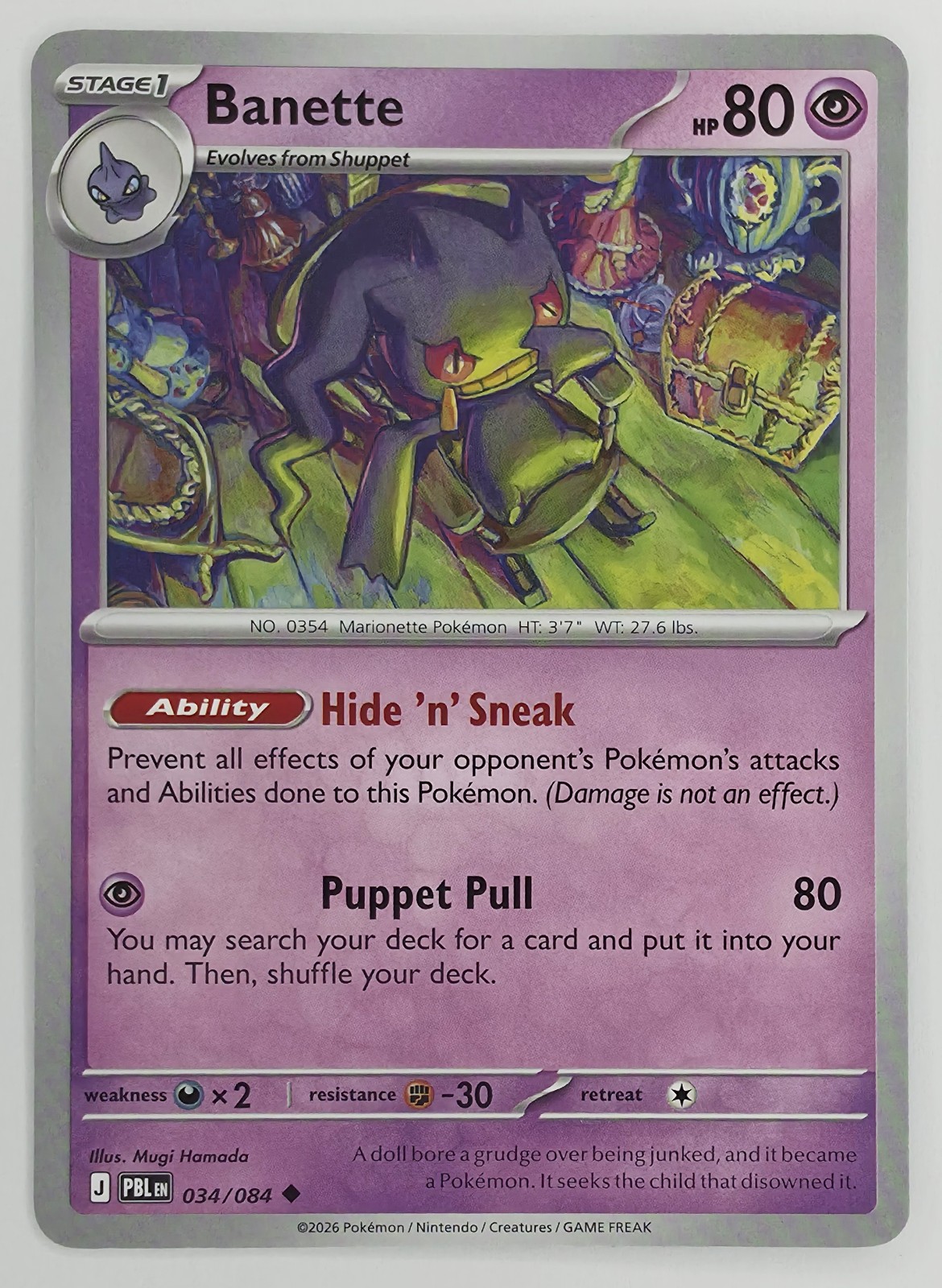 2026 Pokemon Pitch Black Banette #034/084 Uncommon front