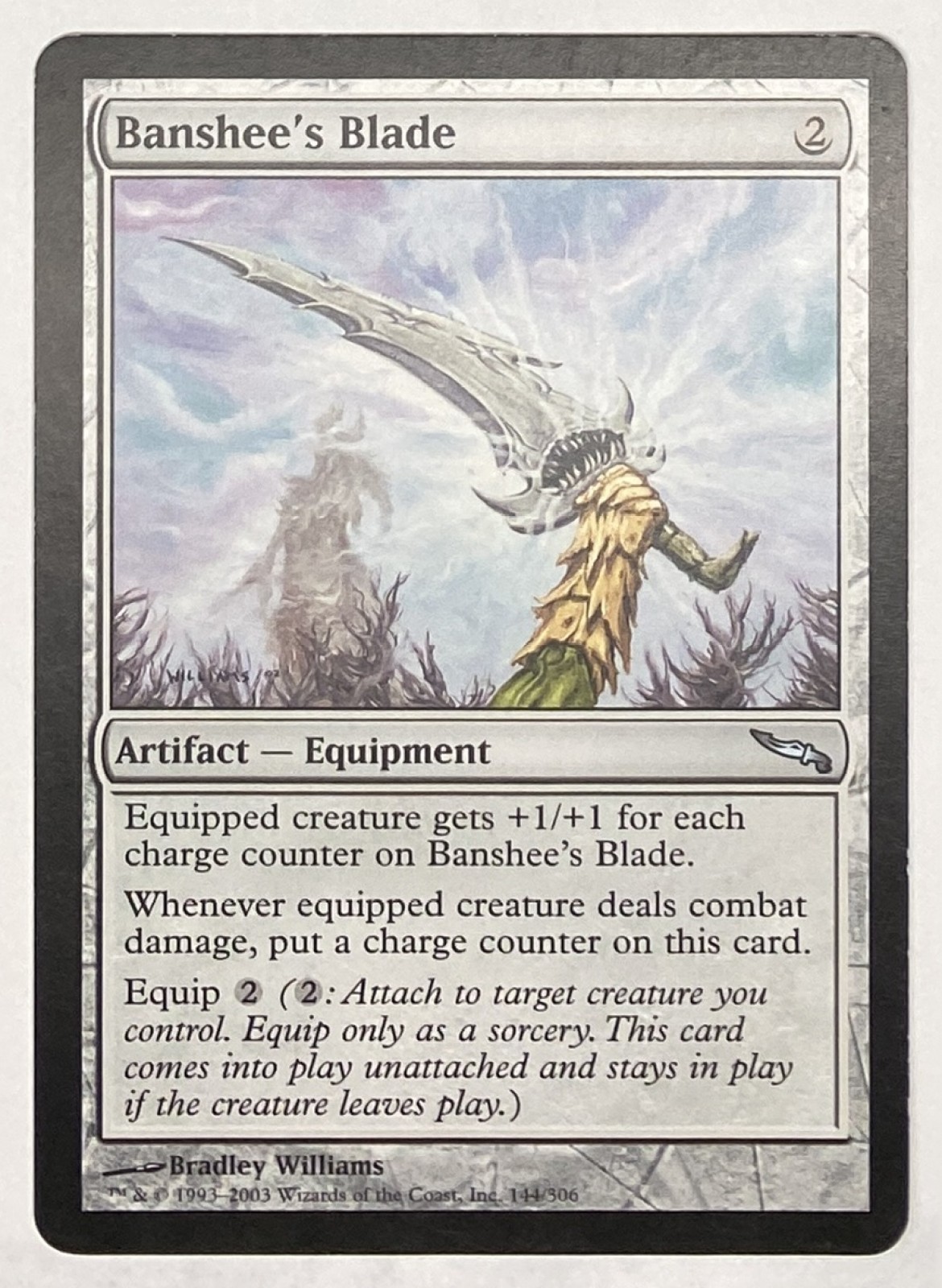2003 Magic: The Gathering Mirrodin Banshee's Blade #144/306 Uncommon front