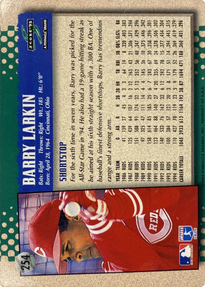 Barry Larkin #254, back