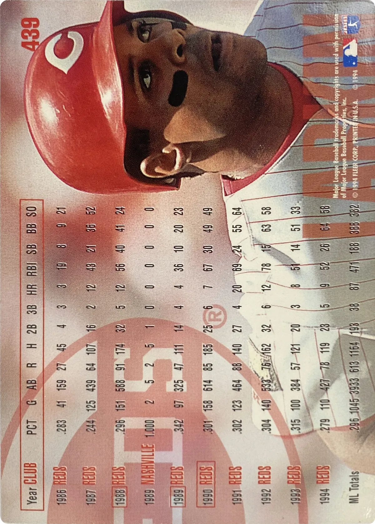 Barry Larkin #439, back
