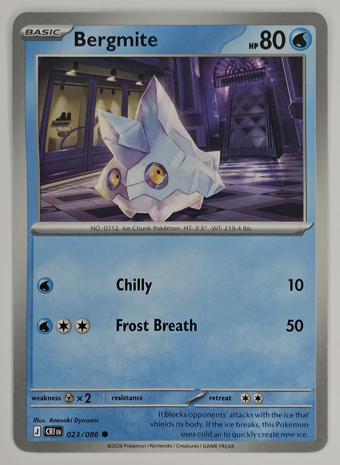 2026 Pokemon Chaos Rising Bergmite #023/086 Common front