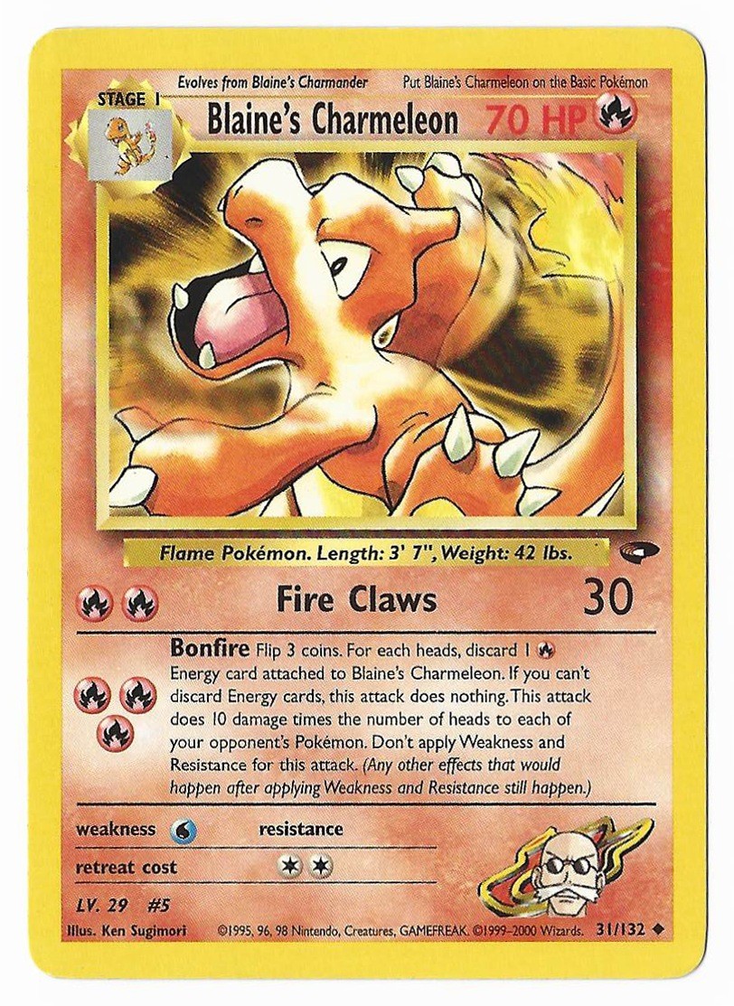 Blaine's Charmeleon, scan of the front, shows surface detail