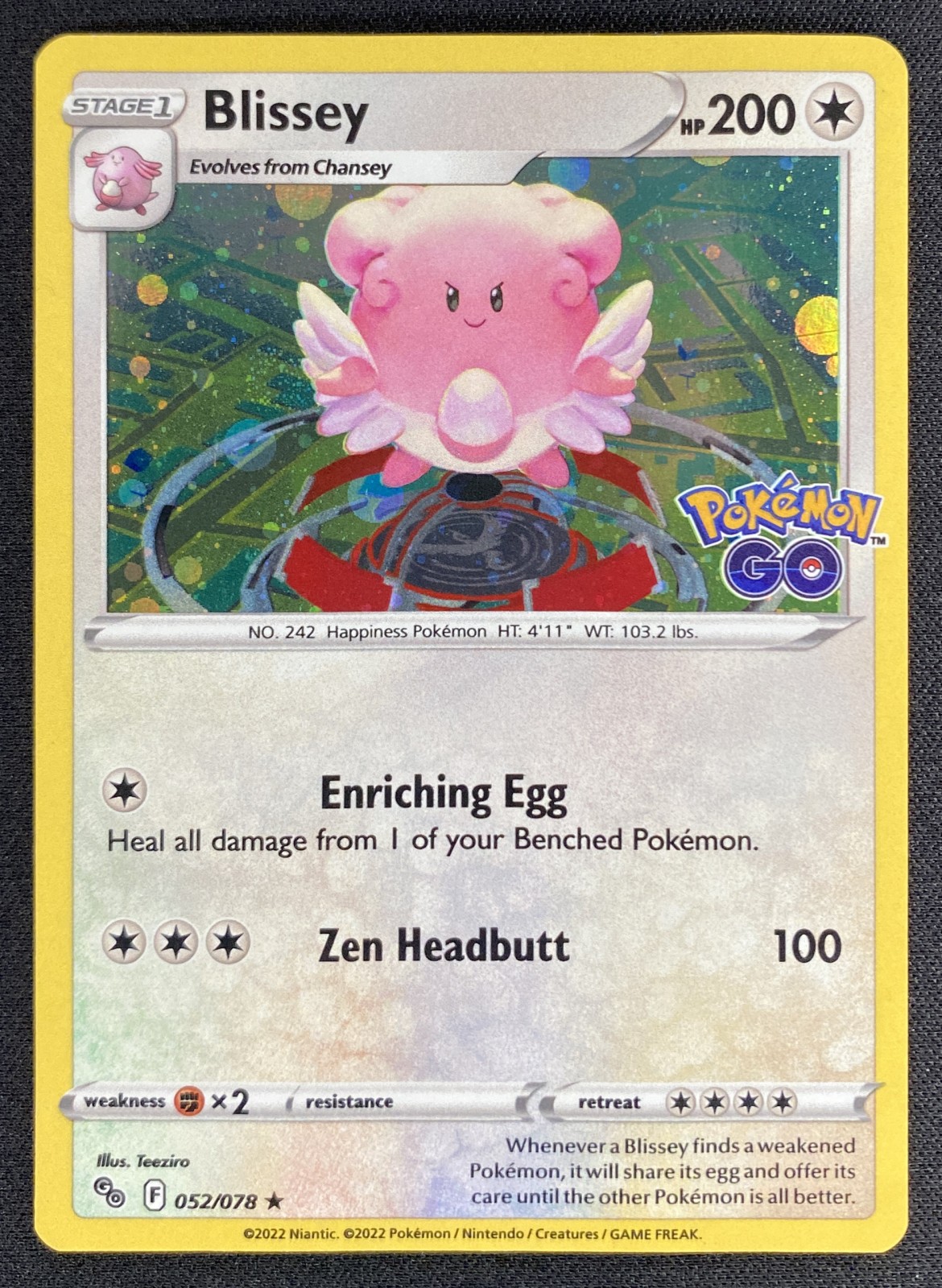 2022 Pokemon Pokemon GO Blissey #052/078 Holo Rare front