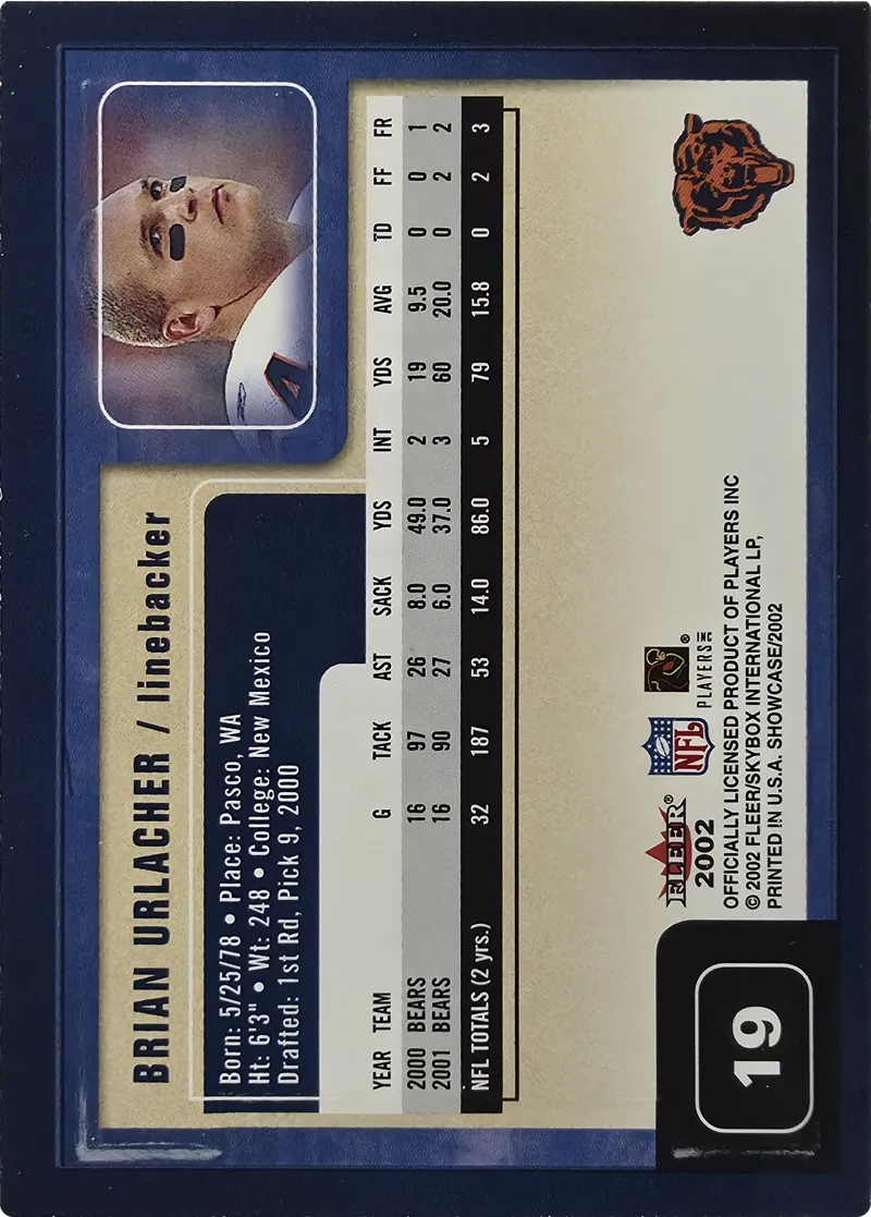 Brian Urlacher #19, back