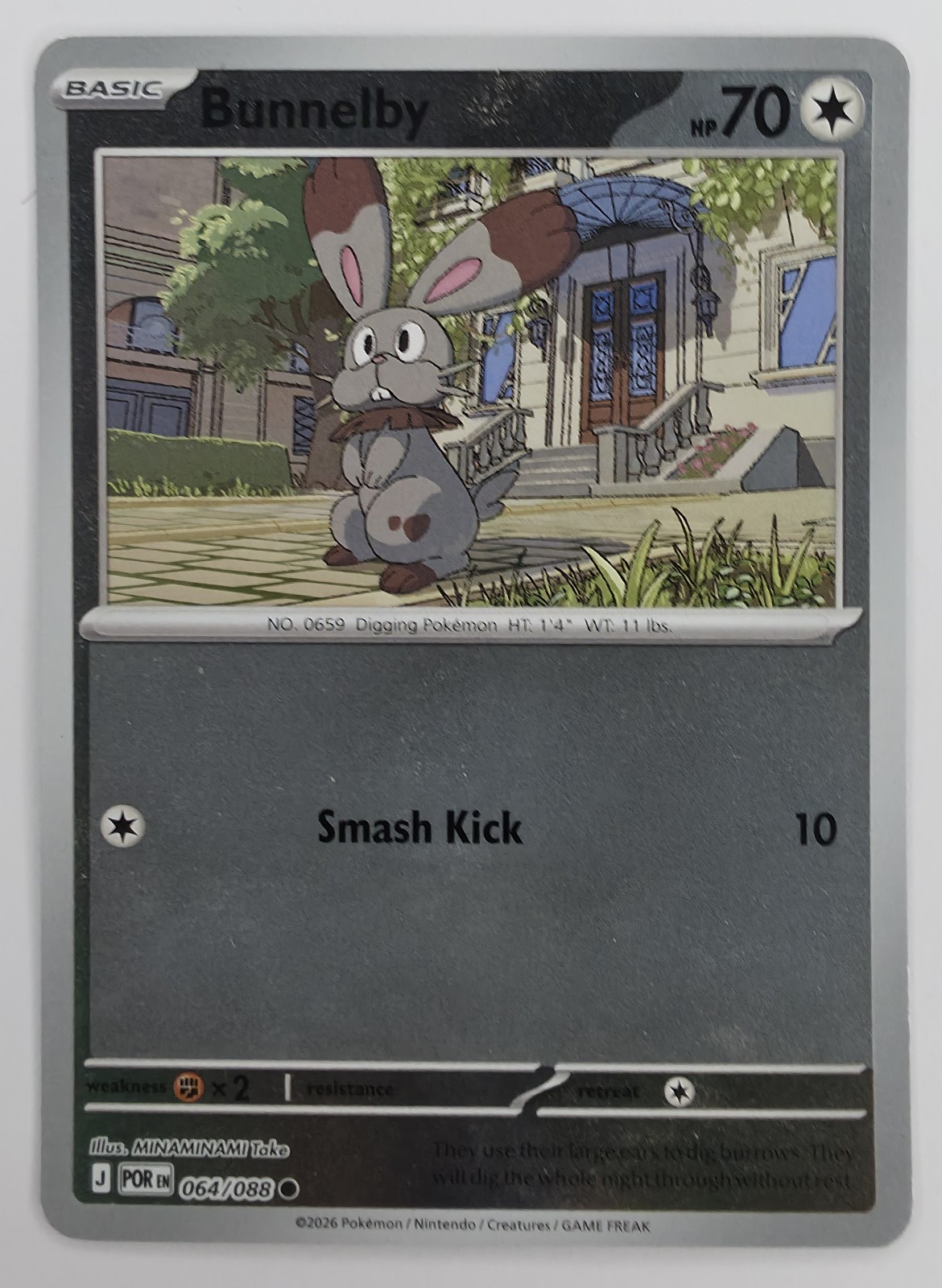 2026 Pokemon Perfect Order Bunnelby #064/088 Reverse Holo Common front
