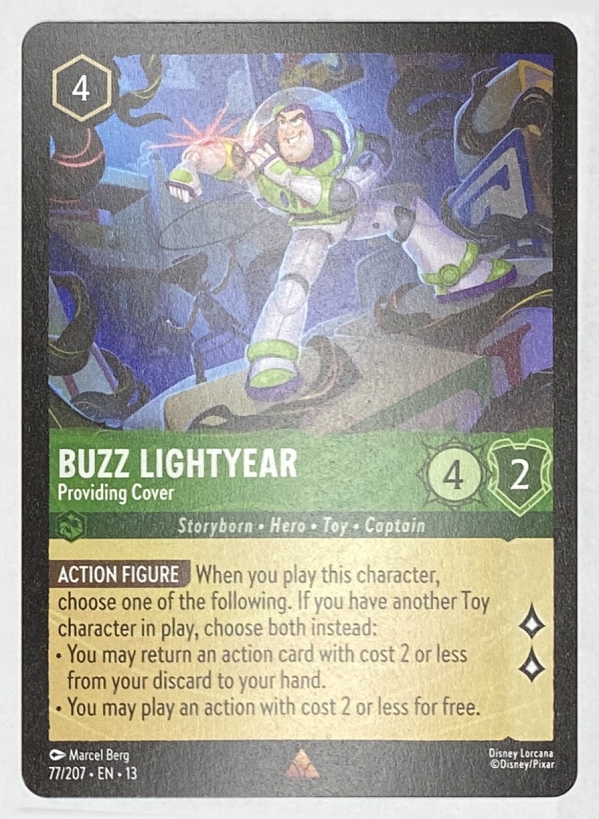 2026 Disney Lorcana Attack of the Vine! Buzz Lightyear - Providing Cover #77/207 Rare front