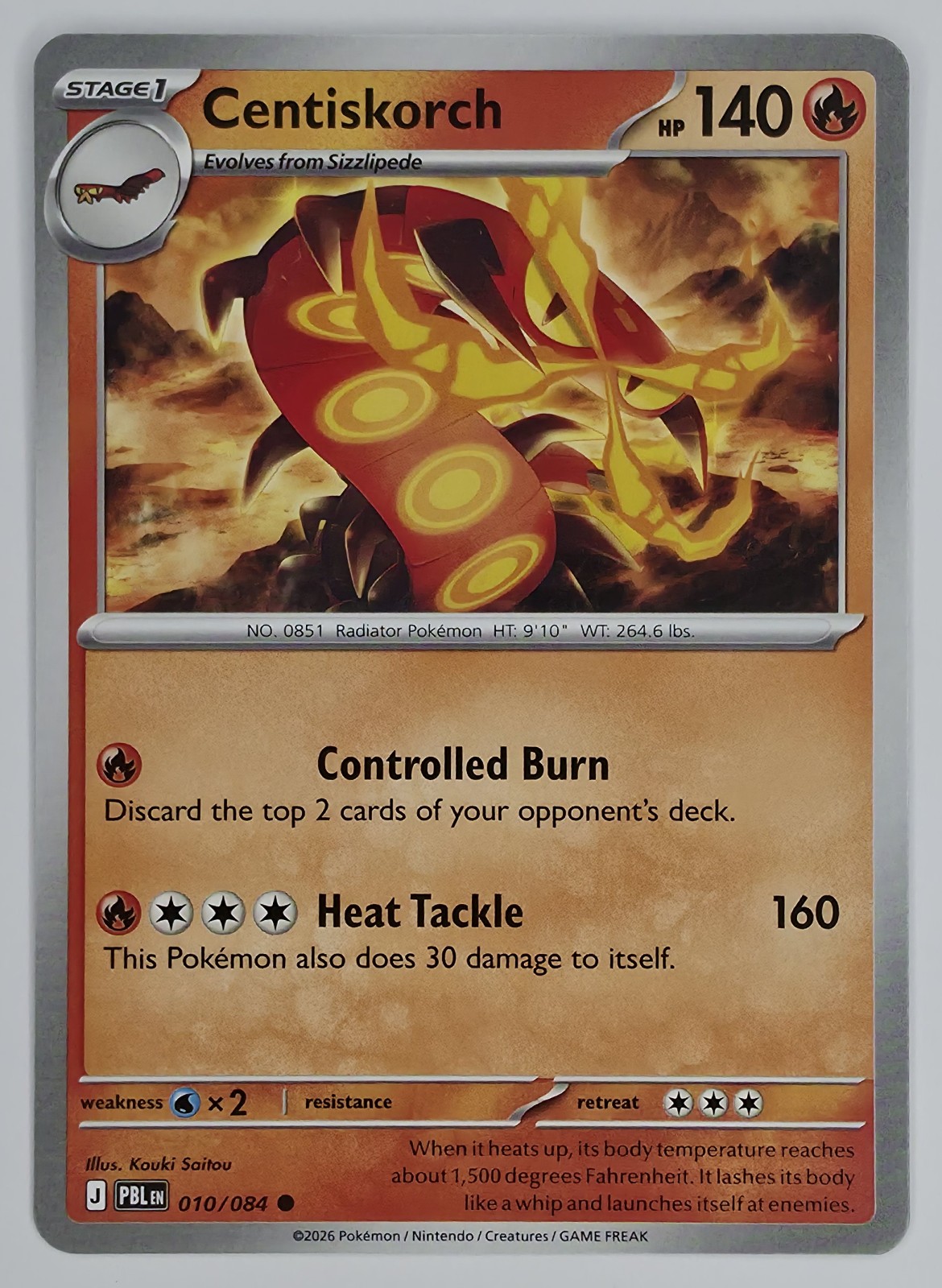 2026 Pokemon Pitch Black Centiskorch #010/084 Common front