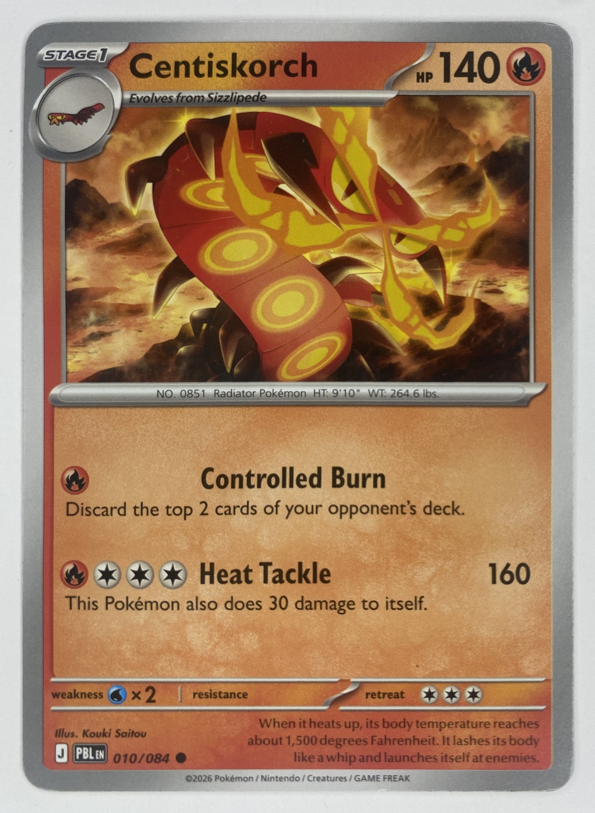 2026 Pokemon Pitch Black Centiskorch #010/084 Common front