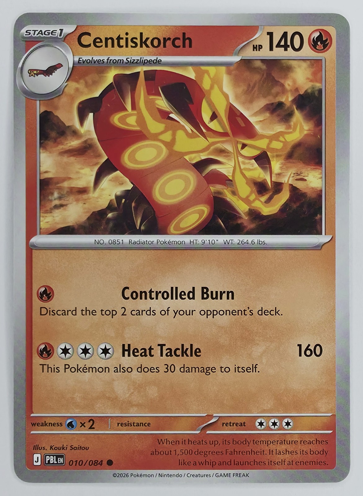 2026 Pokemon Pitch Black Centiskorch #010/084 Common front