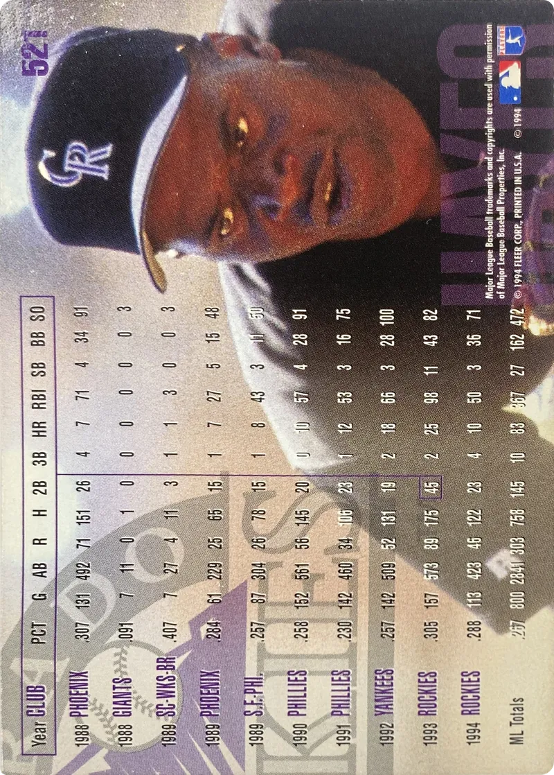 Charlie Hayes #521, back