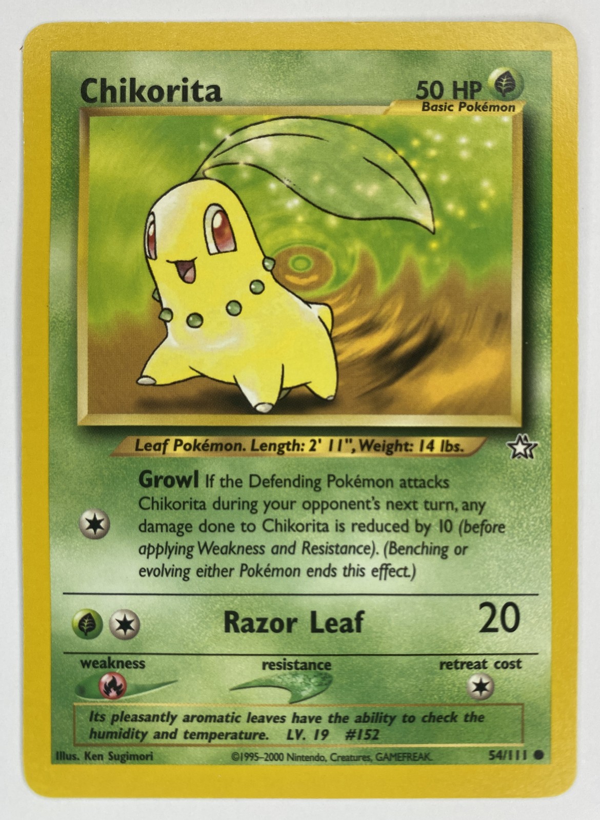 2000 Pokemon Neo Genesis Chikorita #054/111 Common front