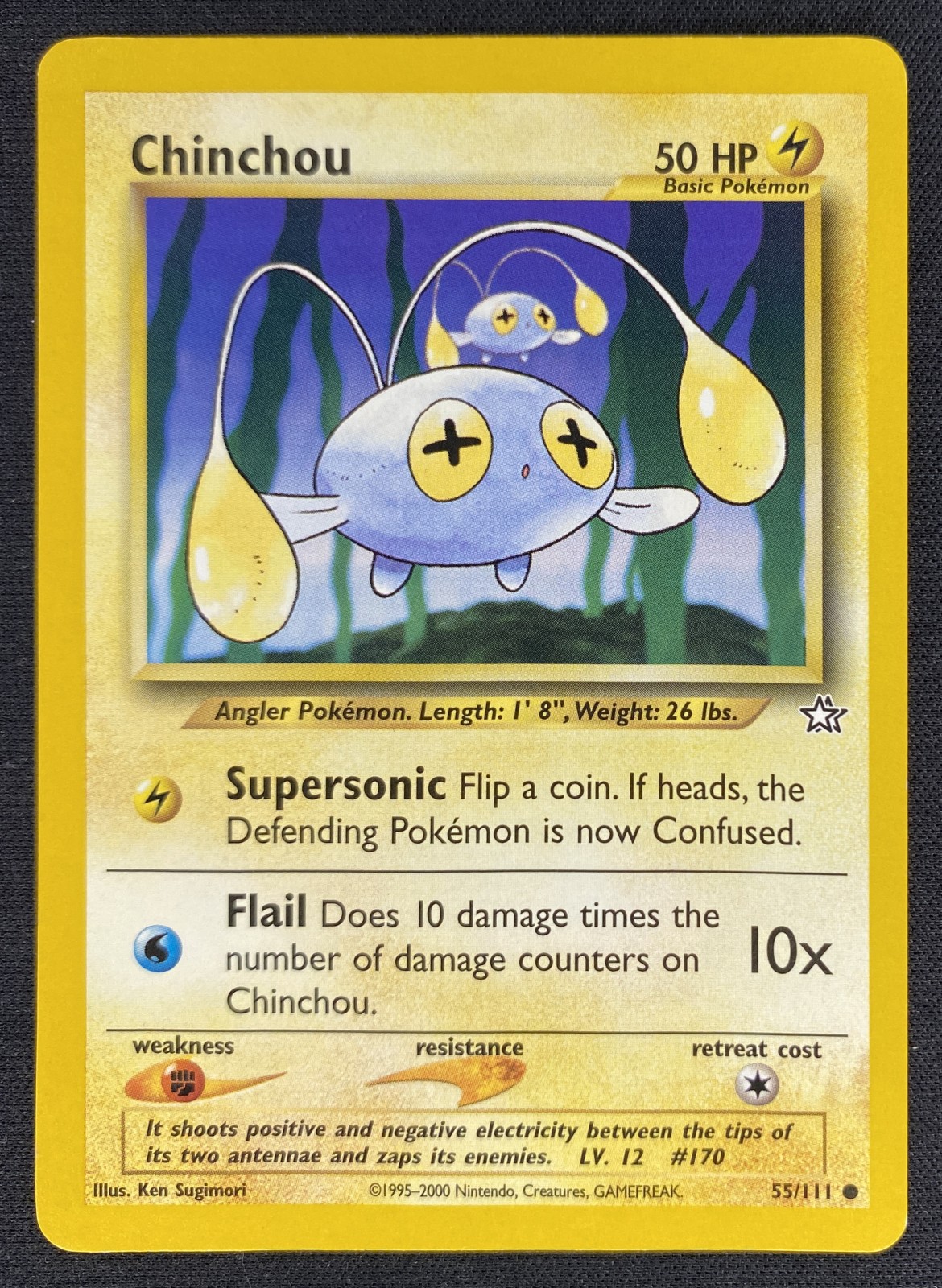 2000 Pokemon Neo Genesis Chinchou #055/111 Common front