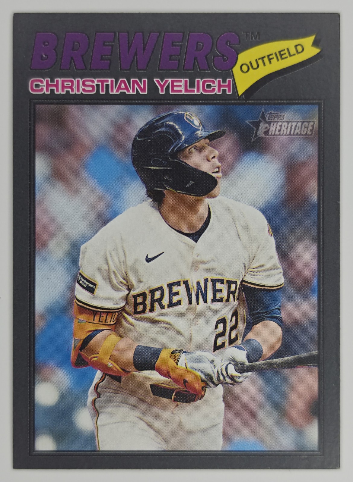 2026 Topps Heritage Christian Yelich #332 Dark Gray Border Parallel Milwaukee Brewers front