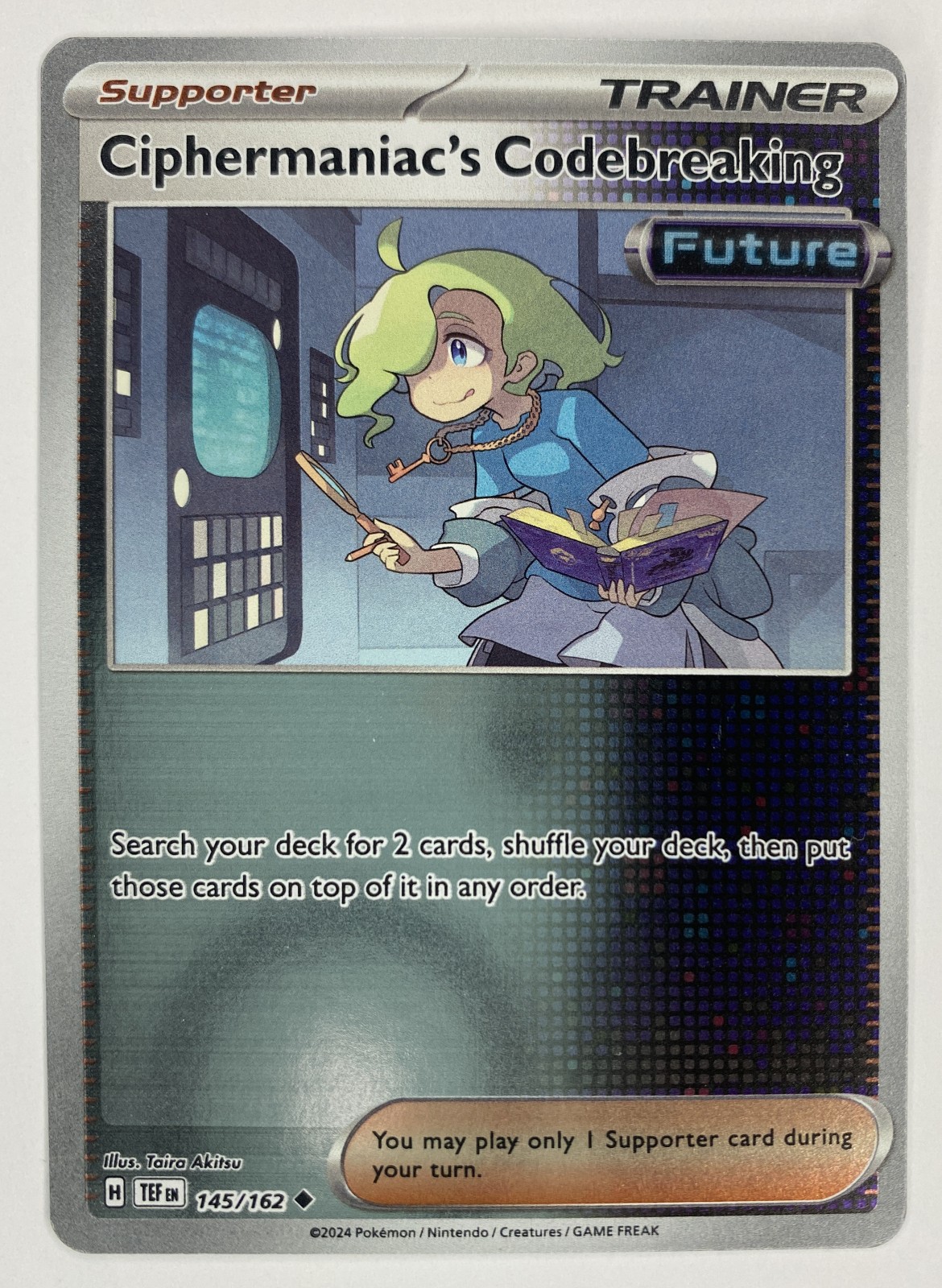 2024 Pokemon Temporal Forces Ciphermaniac's Codebreaking #145/162 Reverse Holo Uncommon Trainer front