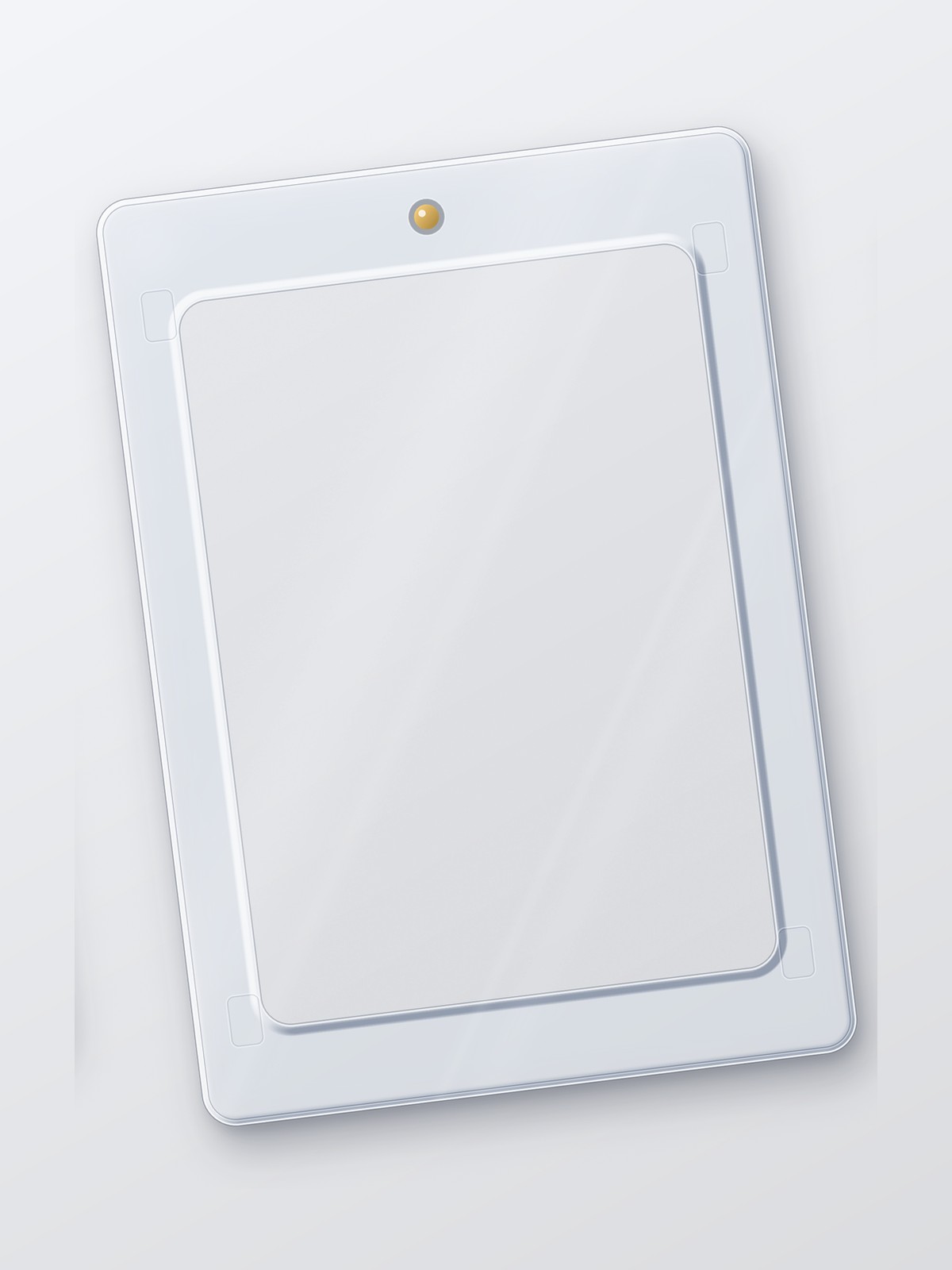 The magnetic one-touch holder at an angle, showing its thick clear edge and the magnet at the top