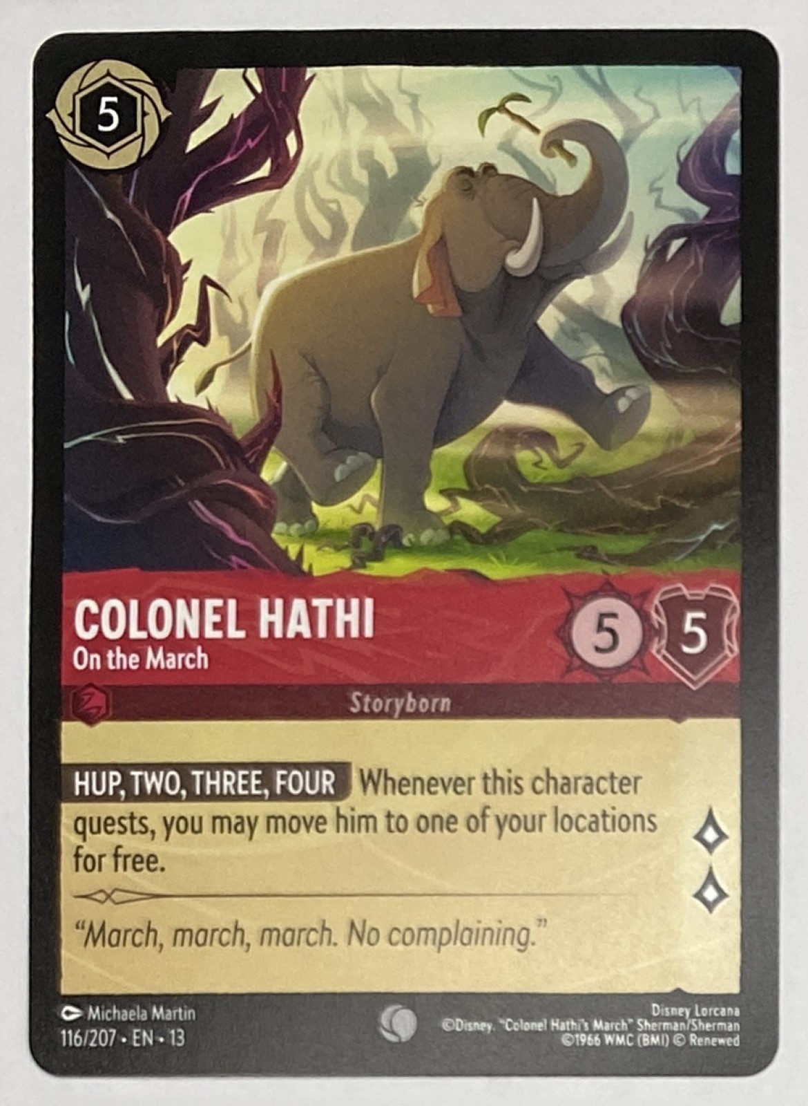 2026 Disney Lorcana Attack of the Vine! Colonel Hathi - On the March #116/207 Common front