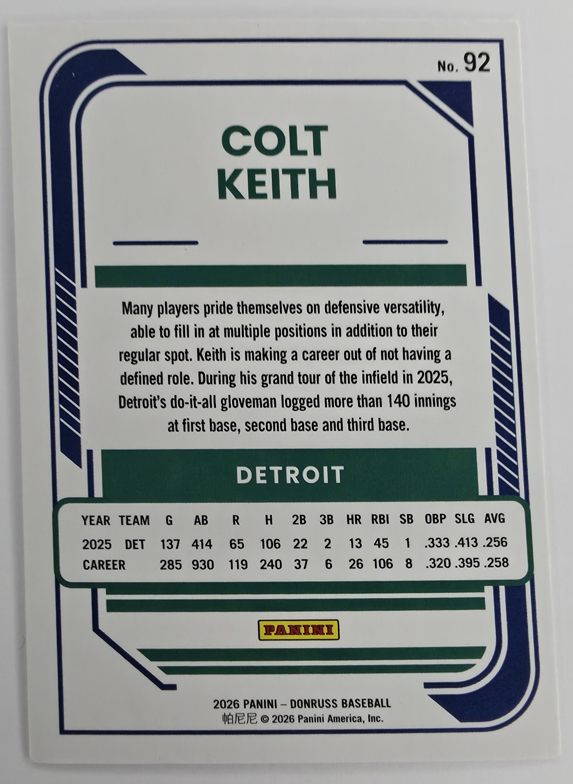 Colt Keith back