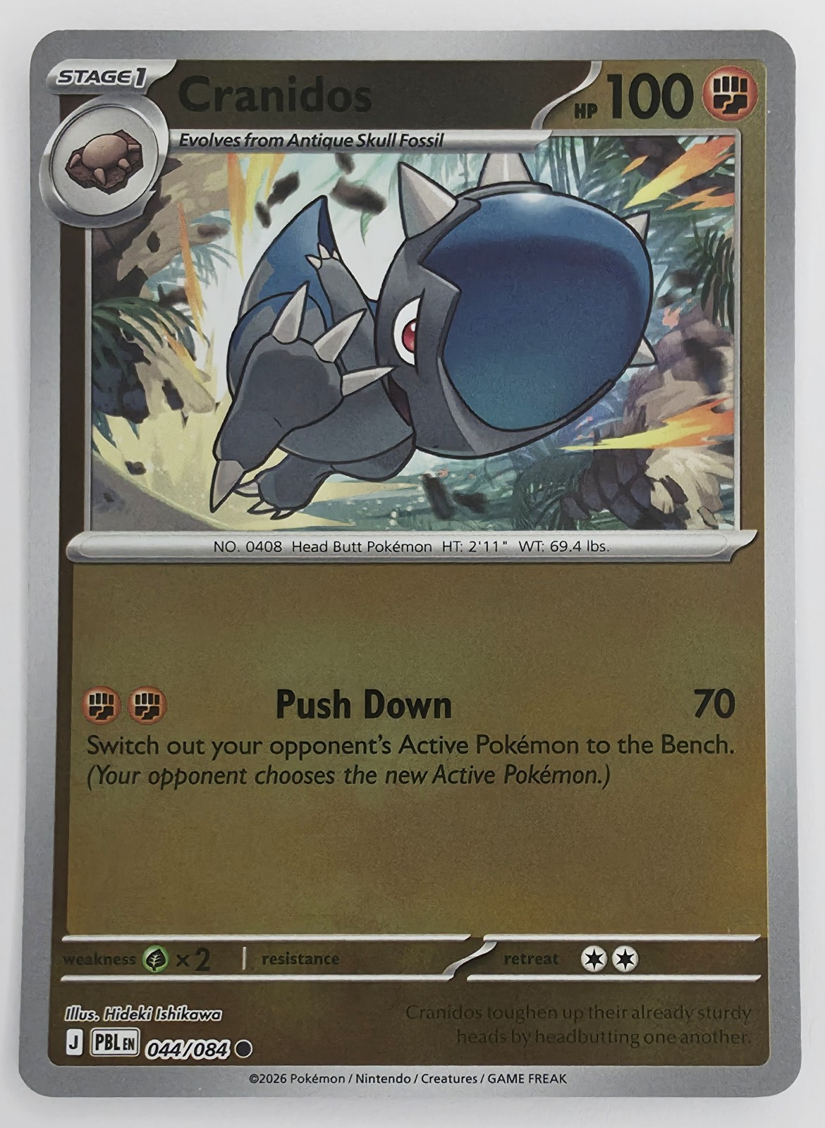 2026 Pokemon Pitch Black Cranidos #044/084 Reverse Holo Common front