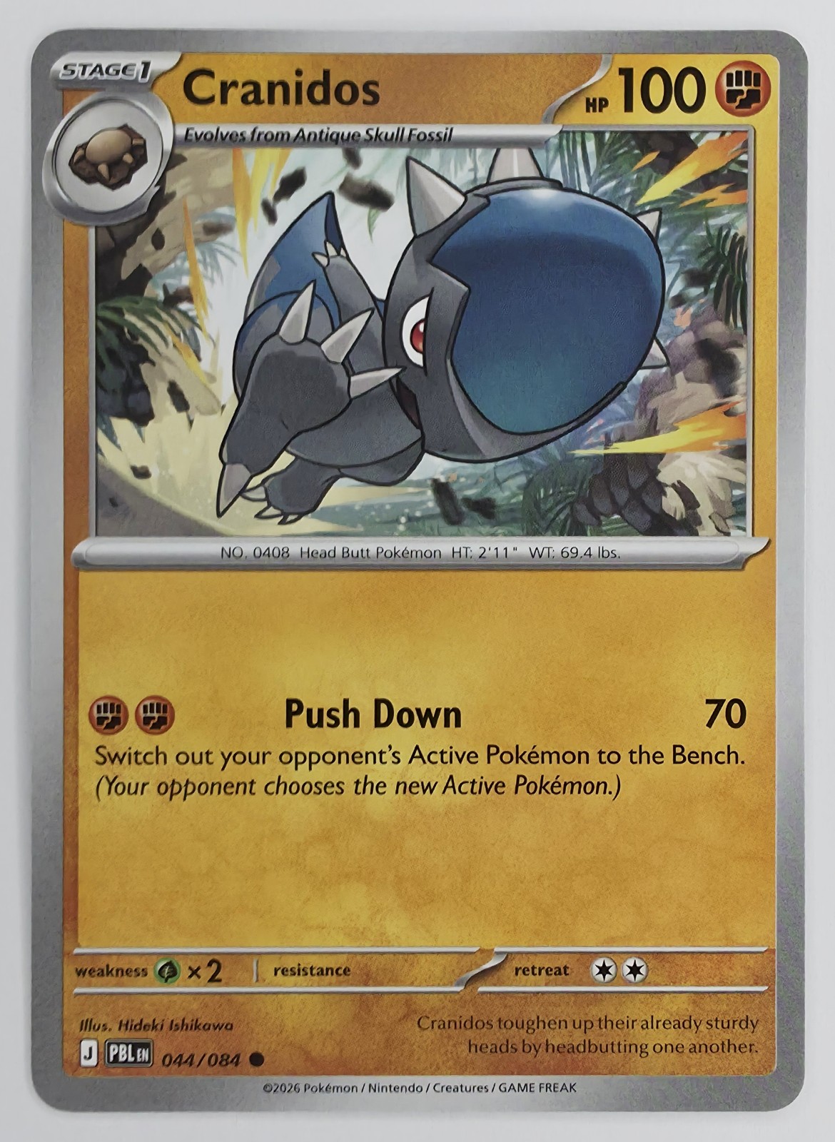 2026 Pokemon Pitch Black Cranidos #044/084 Common front