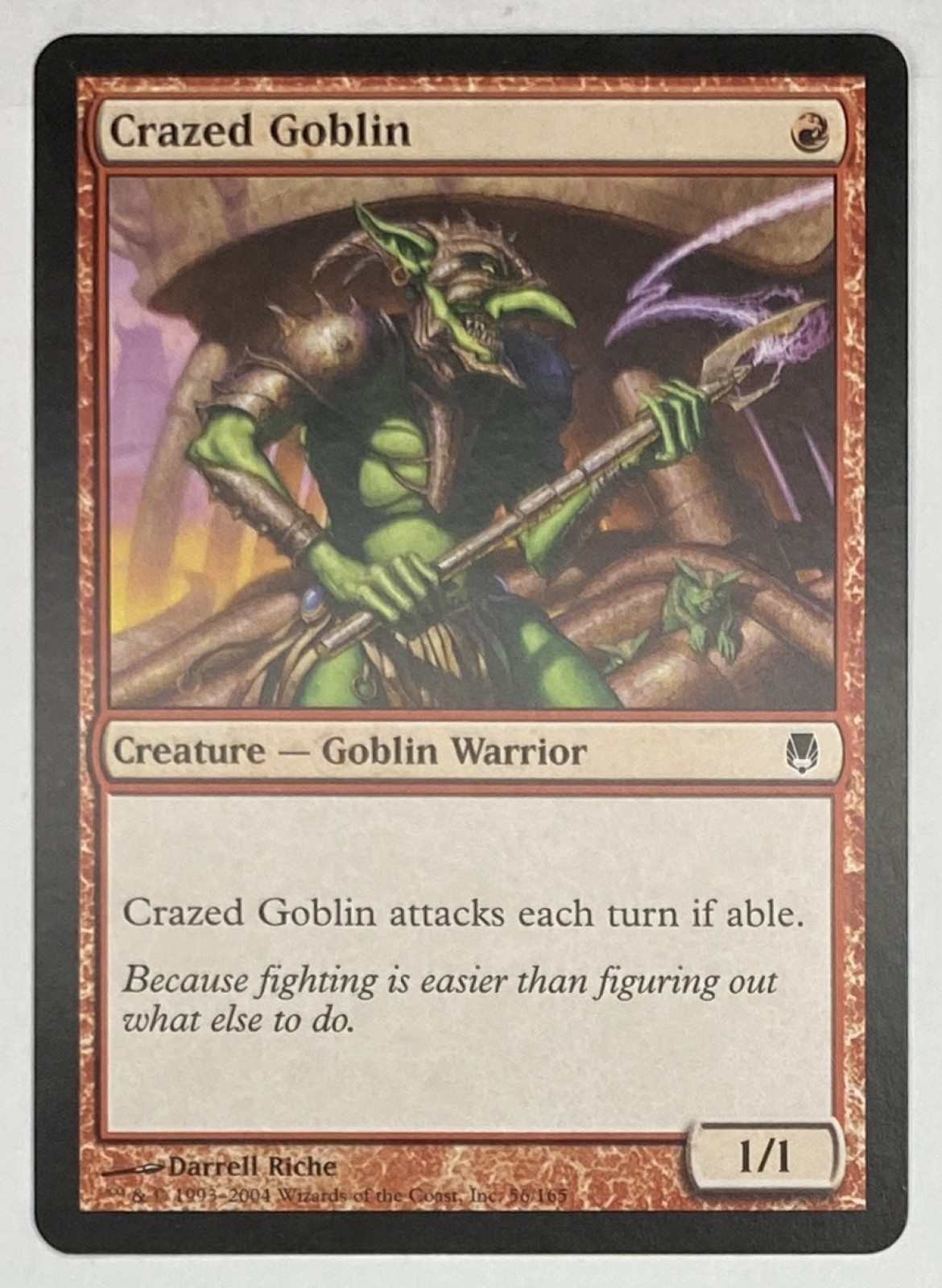 2004 Magic: The Gathering Darksteel Crazed Goblin #56/165 Common front