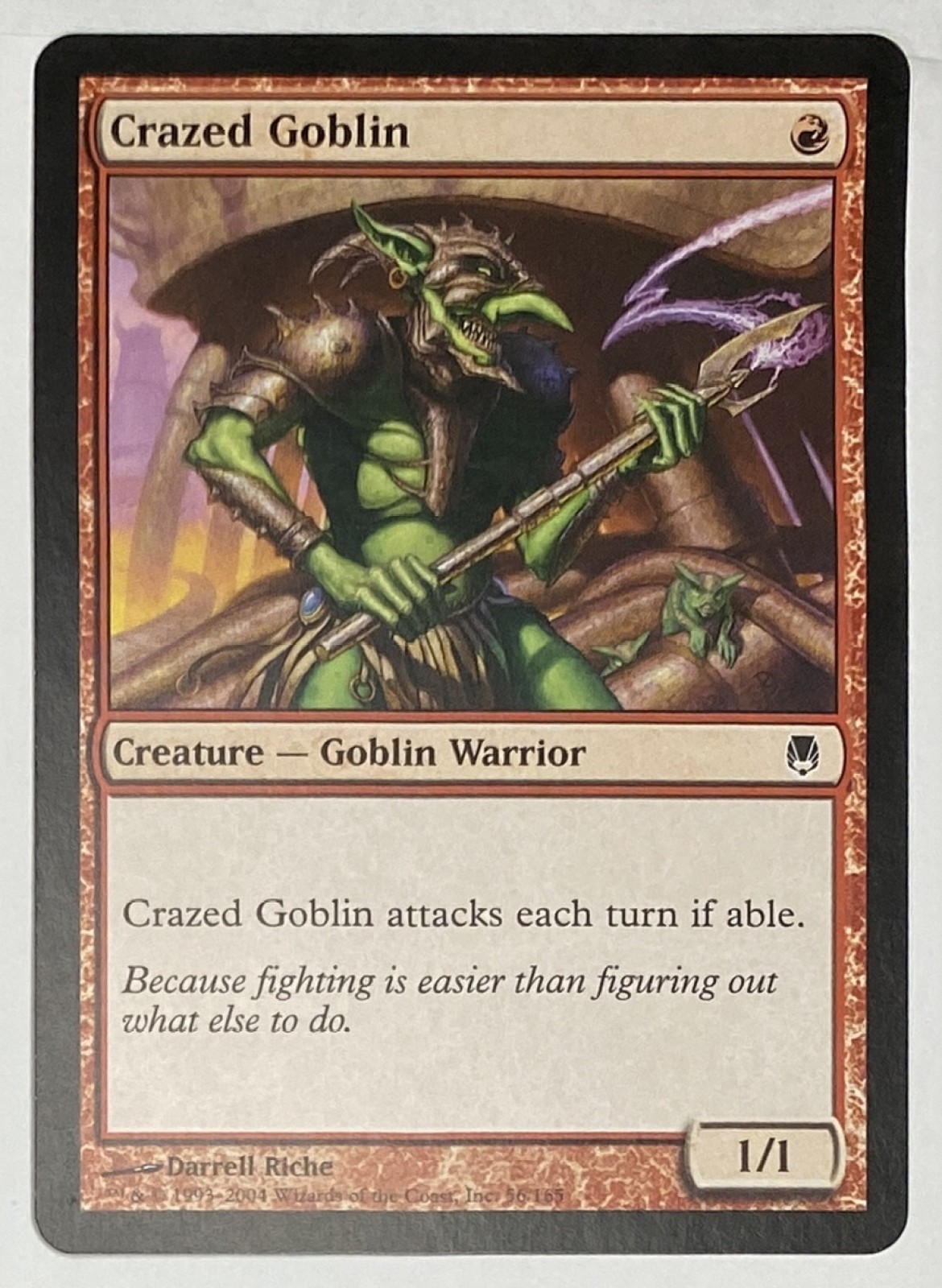 2004 Magic: The Gathering Darksteel Crazed Goblin #56/165 Common front