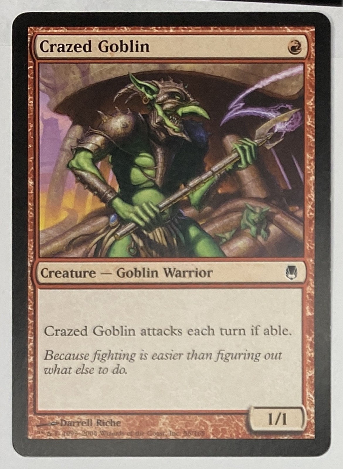 2004 Magic: The Gathering Darksteel Crazed Goblin #56/165 Common front