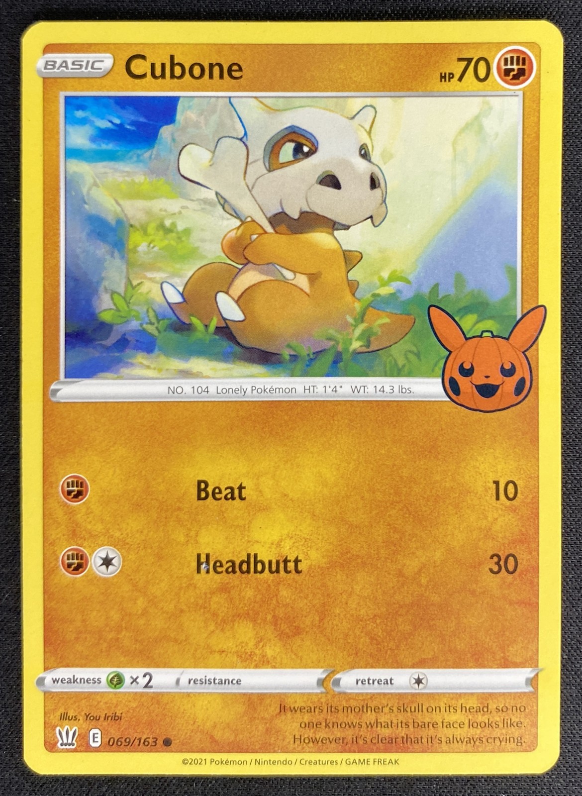 2022 Pokemon Trick or Trade BOOster Bundle Cubone #069/163 Promo front