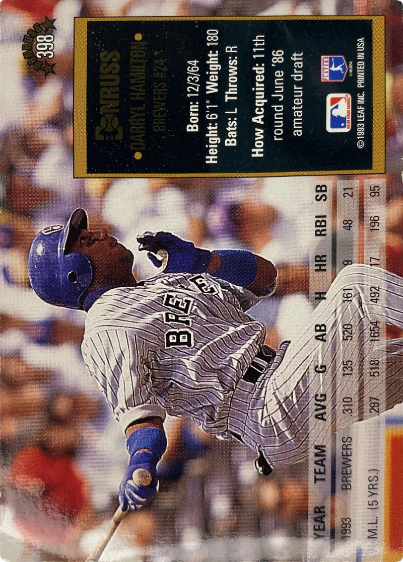 Darryl Hamilton #398, back