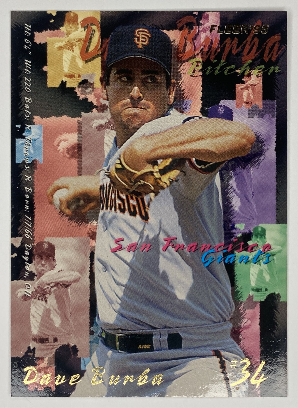 1995 Fleer Dave Burba #575 San Francisco Giants front