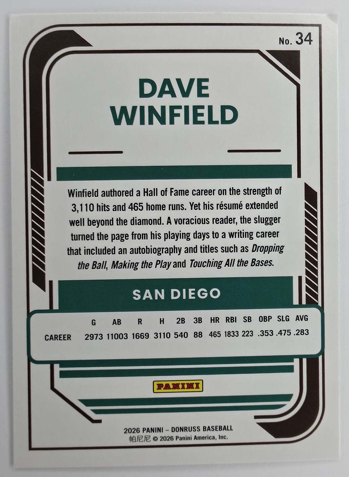 Dave Winfield back