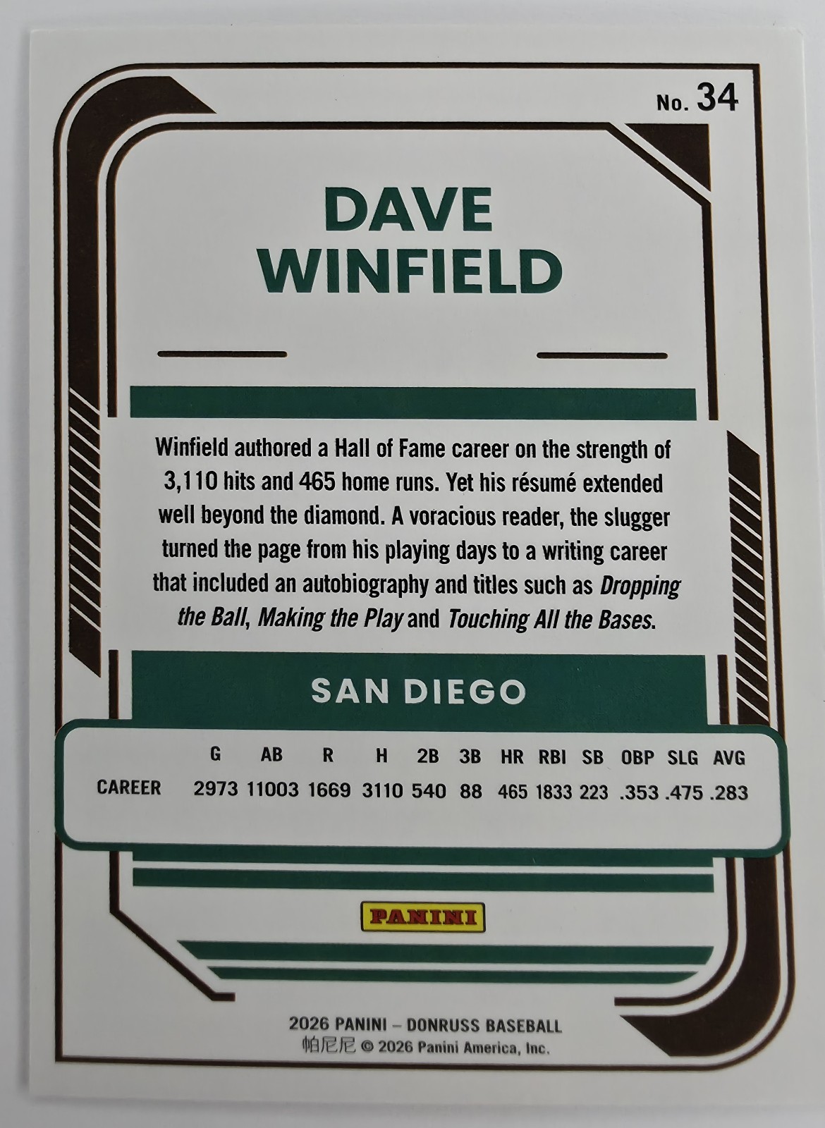 Dave Winfield back