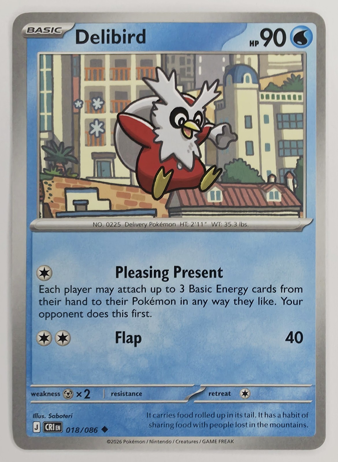 2026 Pokemon Chaos Rising Delibird #018/086 Uncommon front