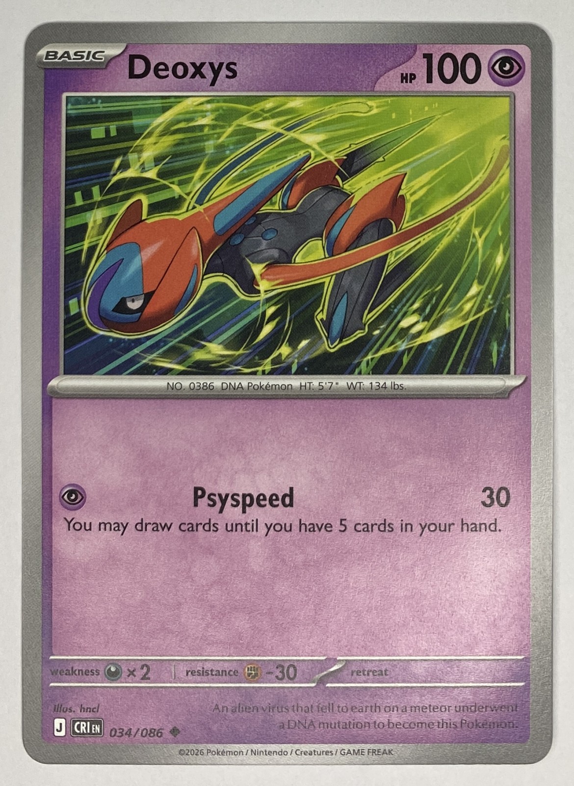 2026 Pokemon Chaos Rising Deoxys #034/086 Uncommon front