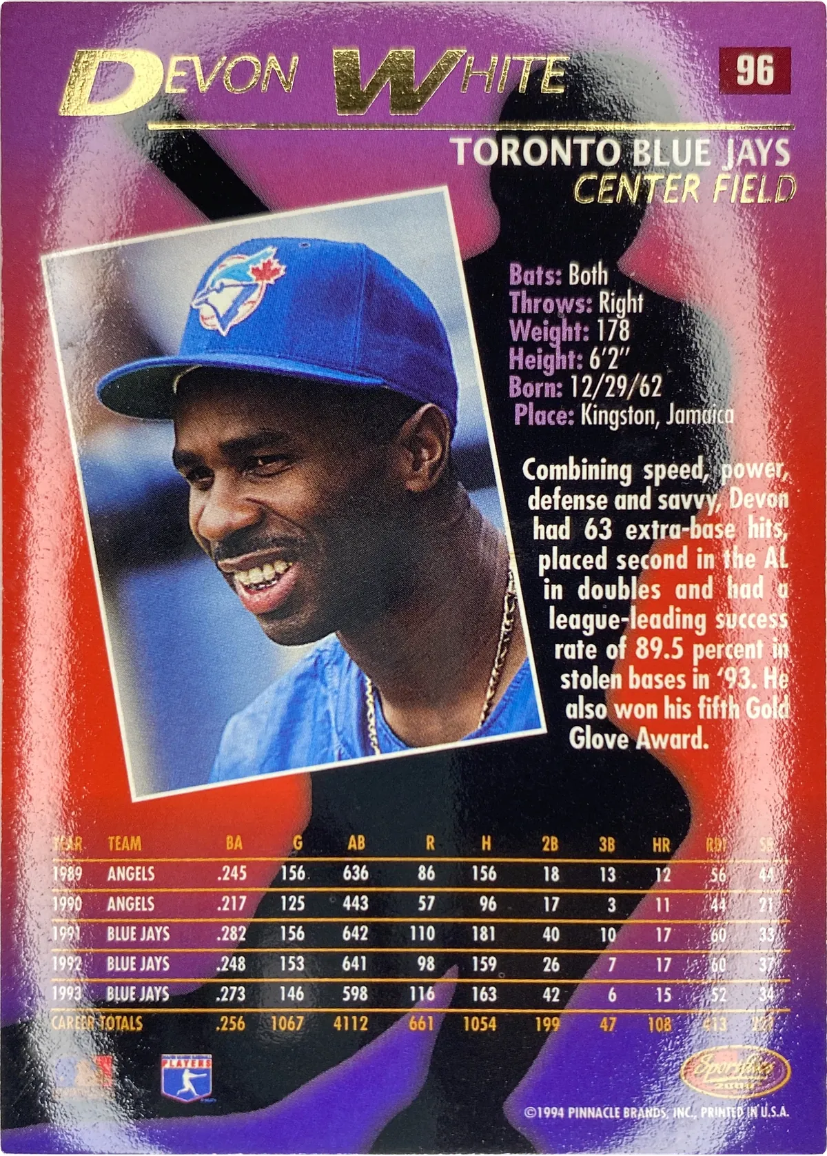 Devon White #96, back
