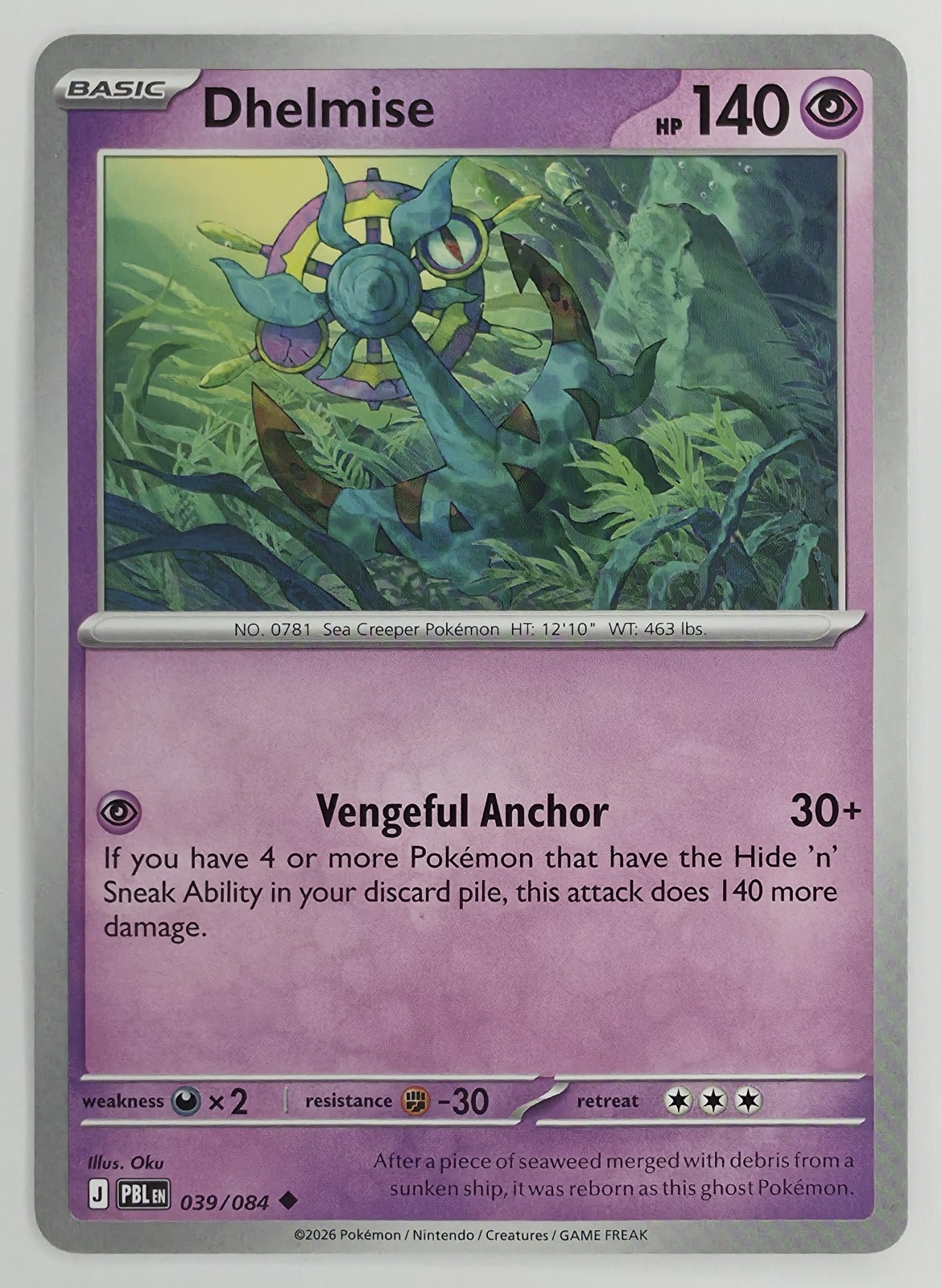 2026 Pokemon Pitch Black Dhelmise #039/084 Uncommon front