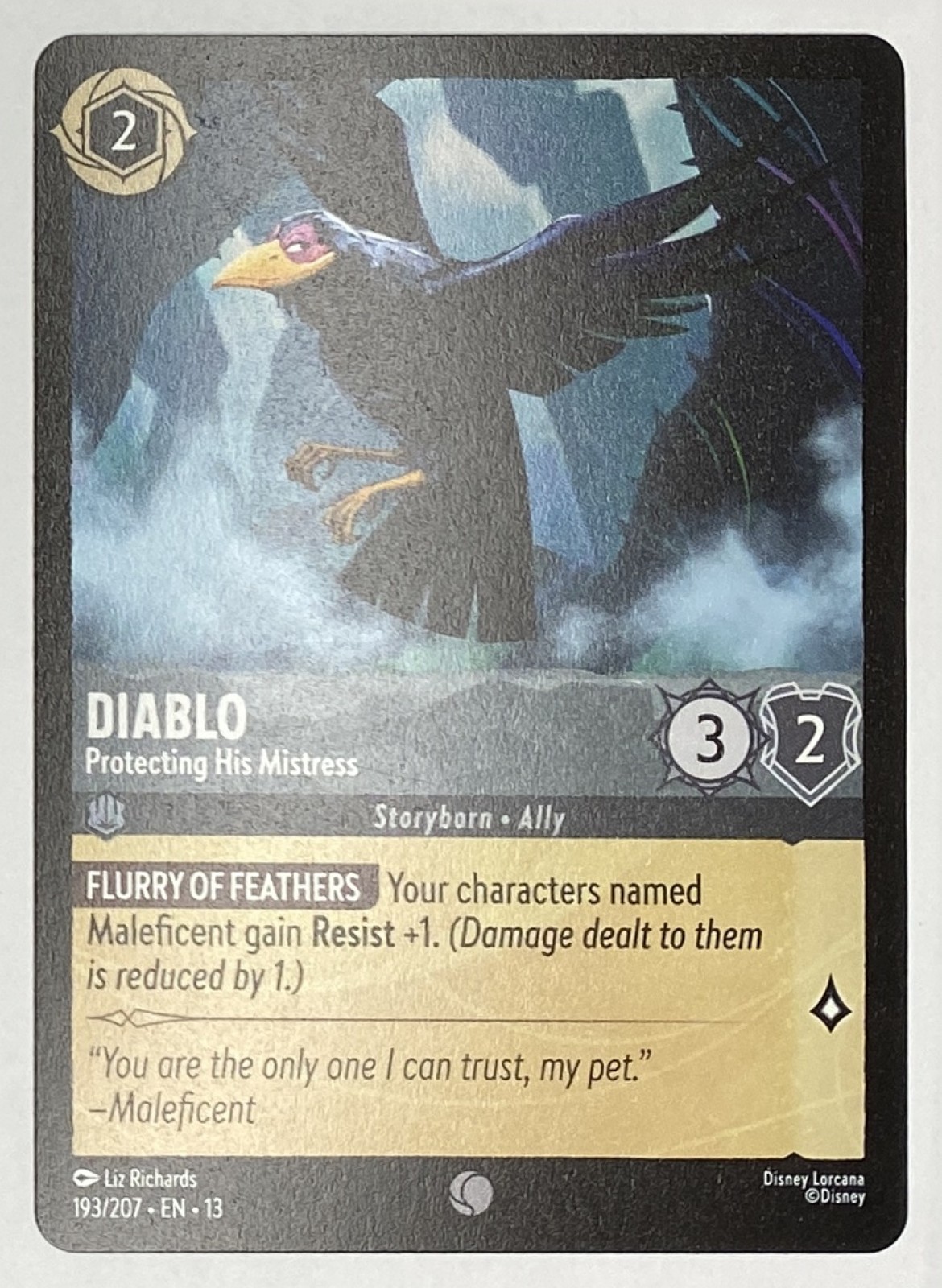 2026 Disney Lorcana Attack of the Vine! Diablo - Protecting His Mistress #193/207 Common front