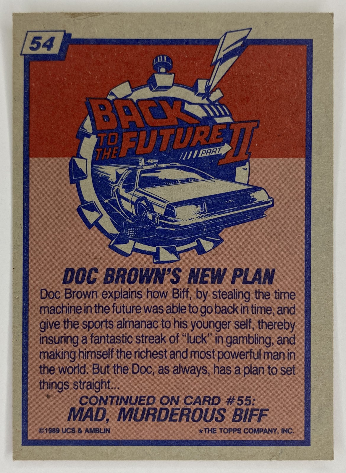 1989 Topps Back to the Future Part II Doc Brown's New Plan #54 back