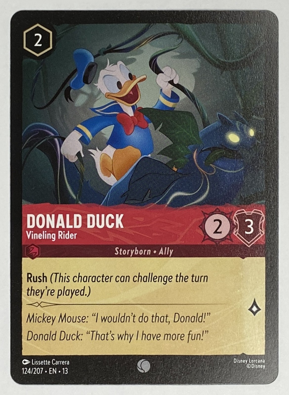 2026 Disney Lorcana Attack of the Vine! Donald Duck - Vineling Rider #124/207 Common front