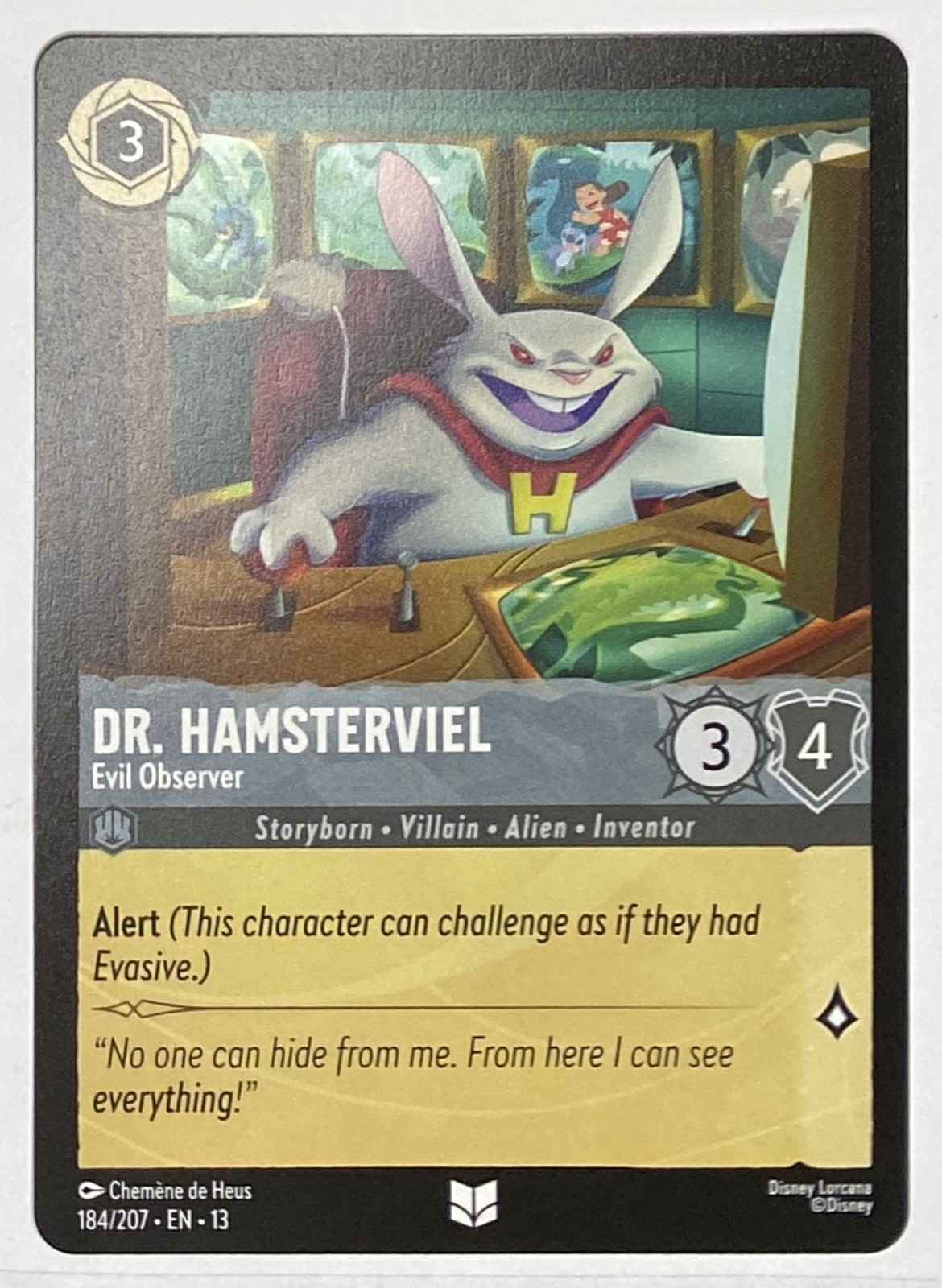 2026 Disney Lorcana Attack of the Vine! Dr. Hamsterviel - Evil Observer #184/207 Uncommon front