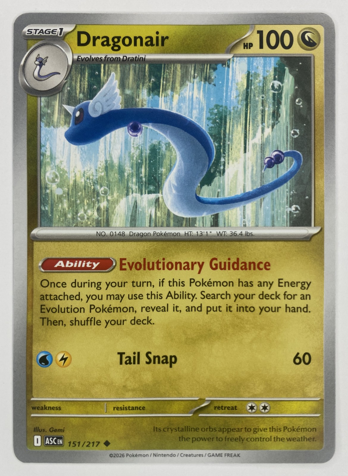 2026 Pokemon Ascended Heroes Dragonair #151/217 Uncommon front