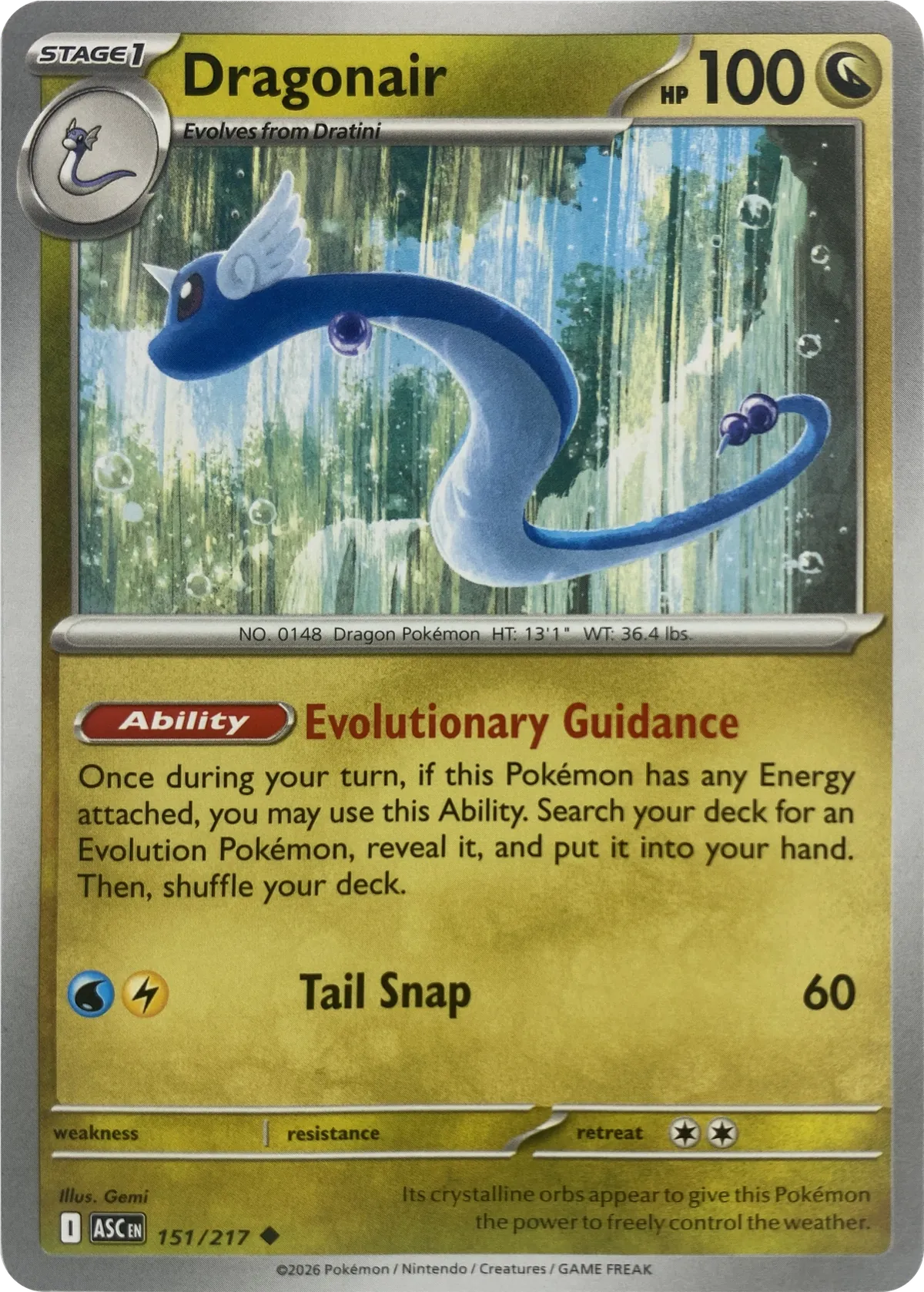 Dragonair #151/217, front